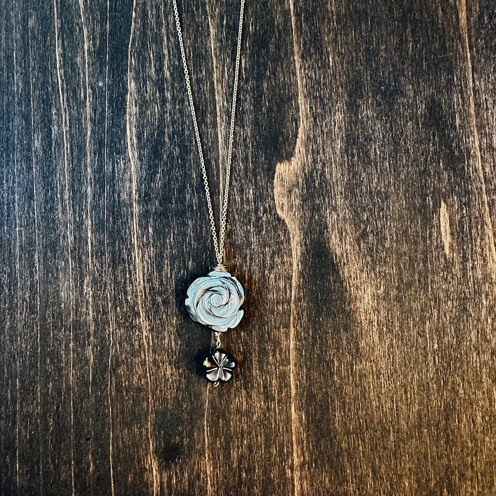 Rose Cut and Daisy Abalone 14K Gold-Filled Necklace