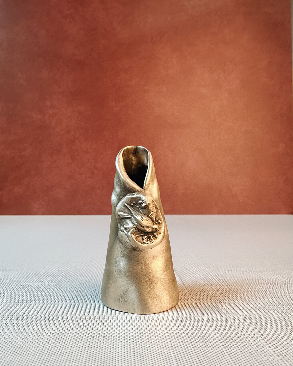 Bird Motif Bronze Mini Bud Vase (Hand Sculpted, 2.75")