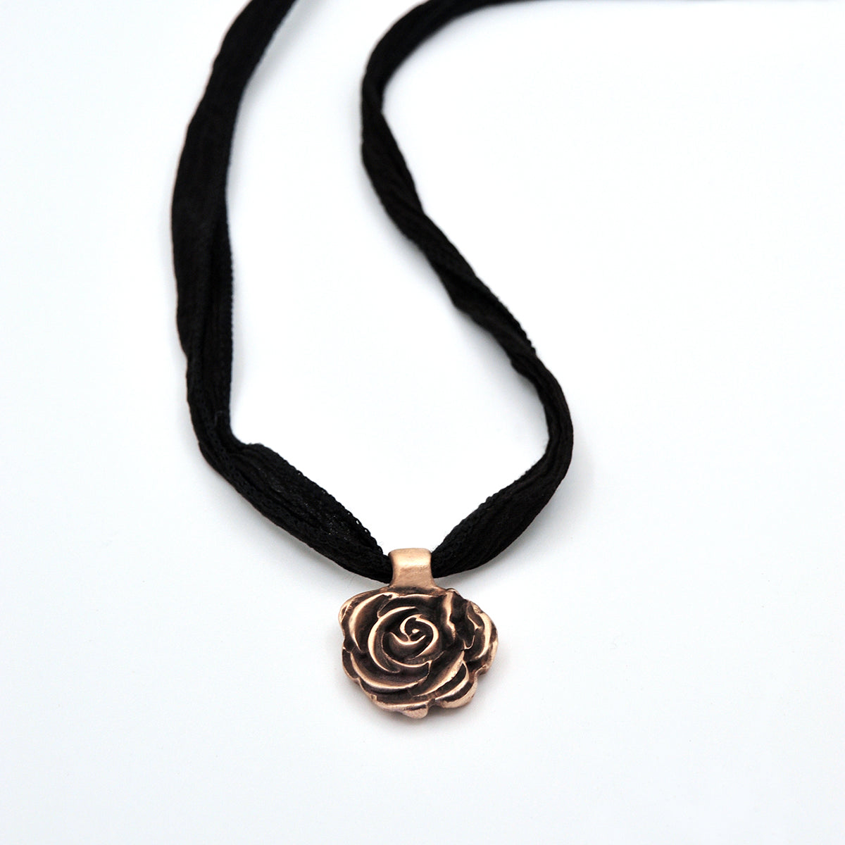 Bronze Rose Pendant Necklace (Handcrafted, Adjustable)