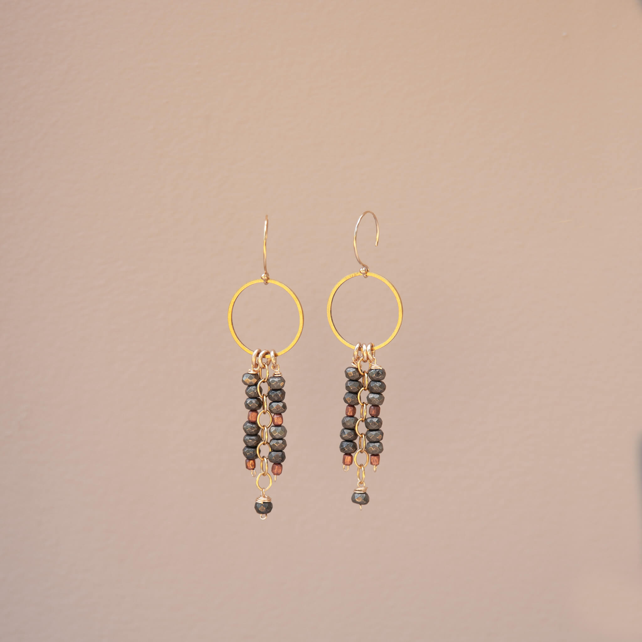 Dreamcatcher Earrings – Pyrite & Copper Dangles