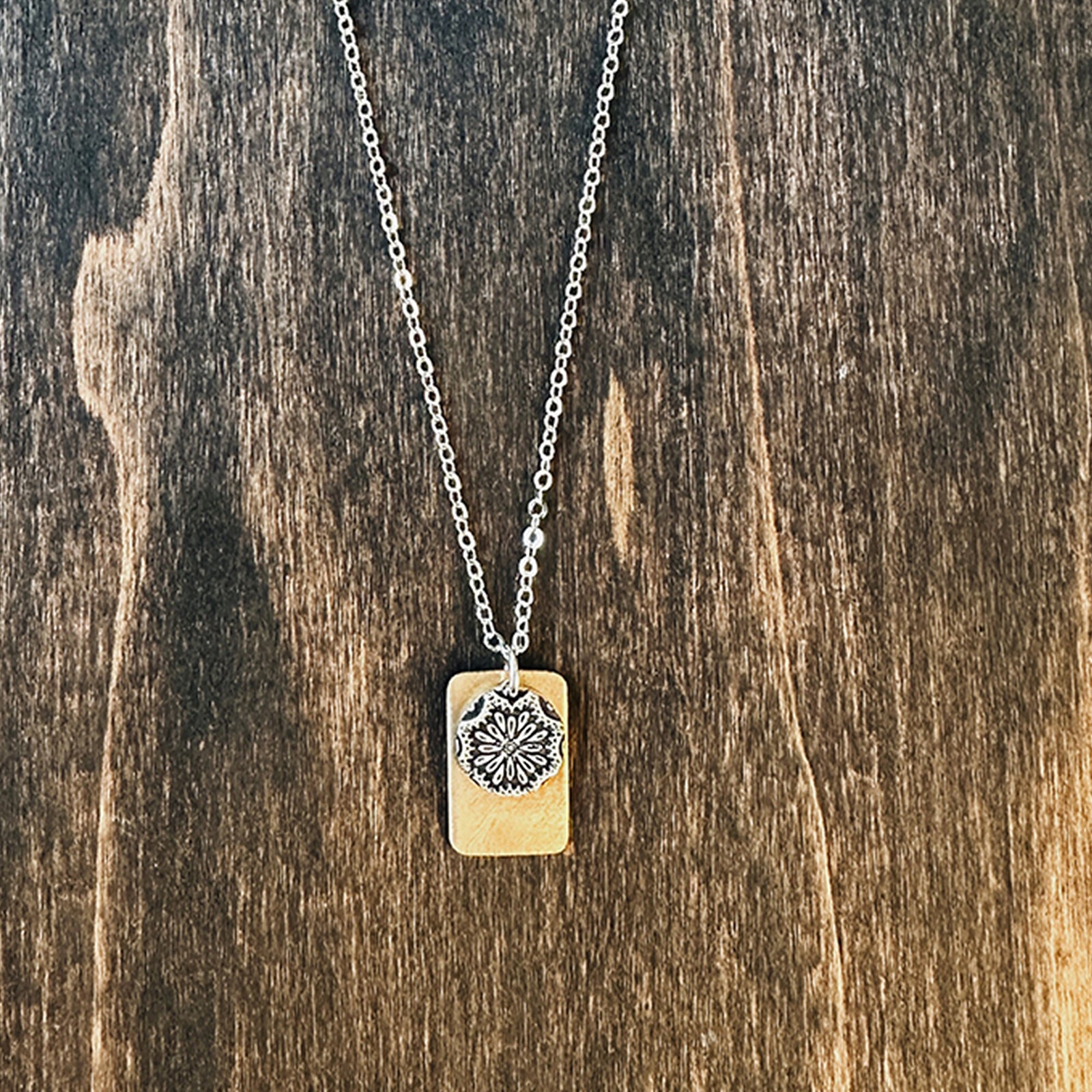 Mixed Metal Gratitude Charm Necklace