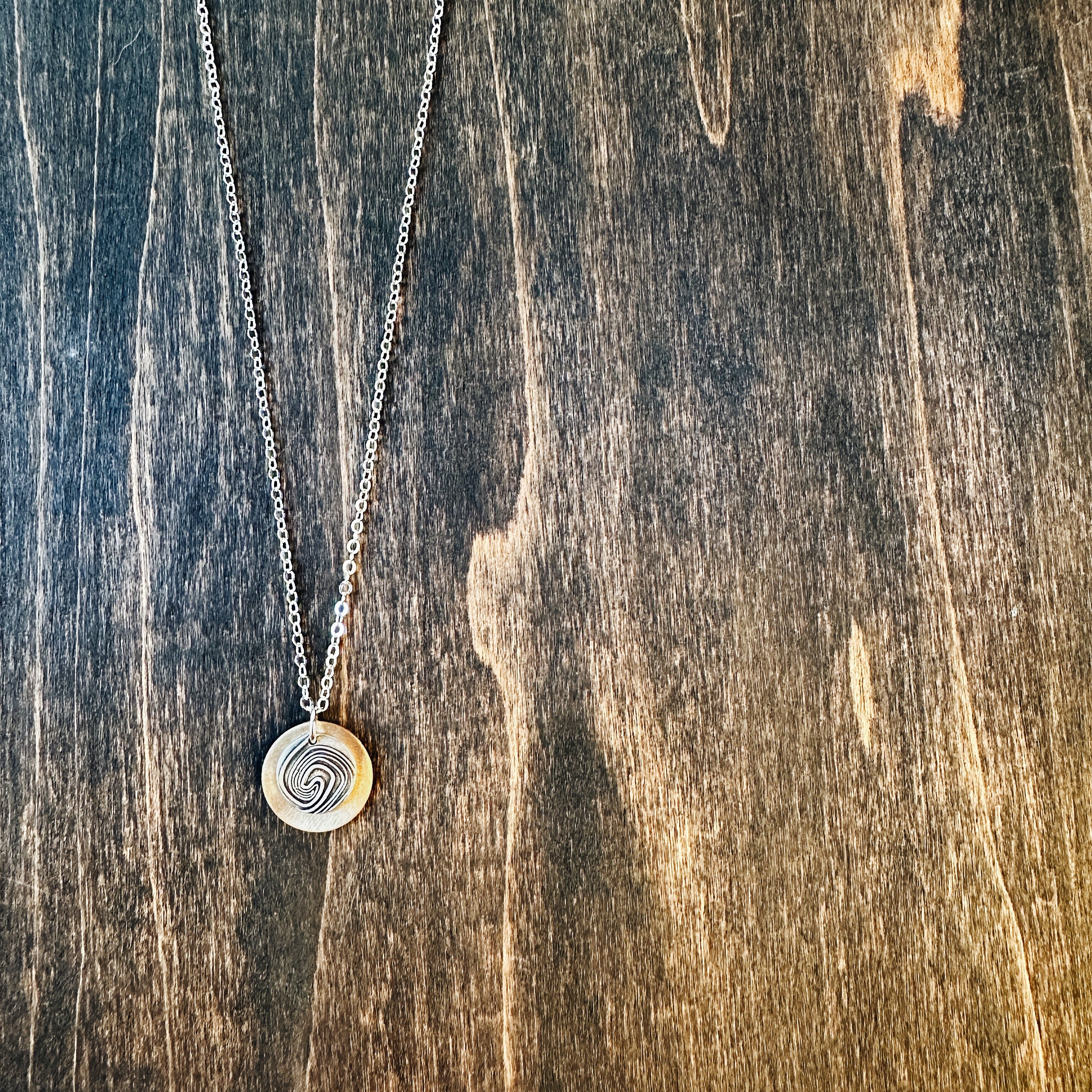 Swirl of Serenity Charm Necklace, Mixed Metals