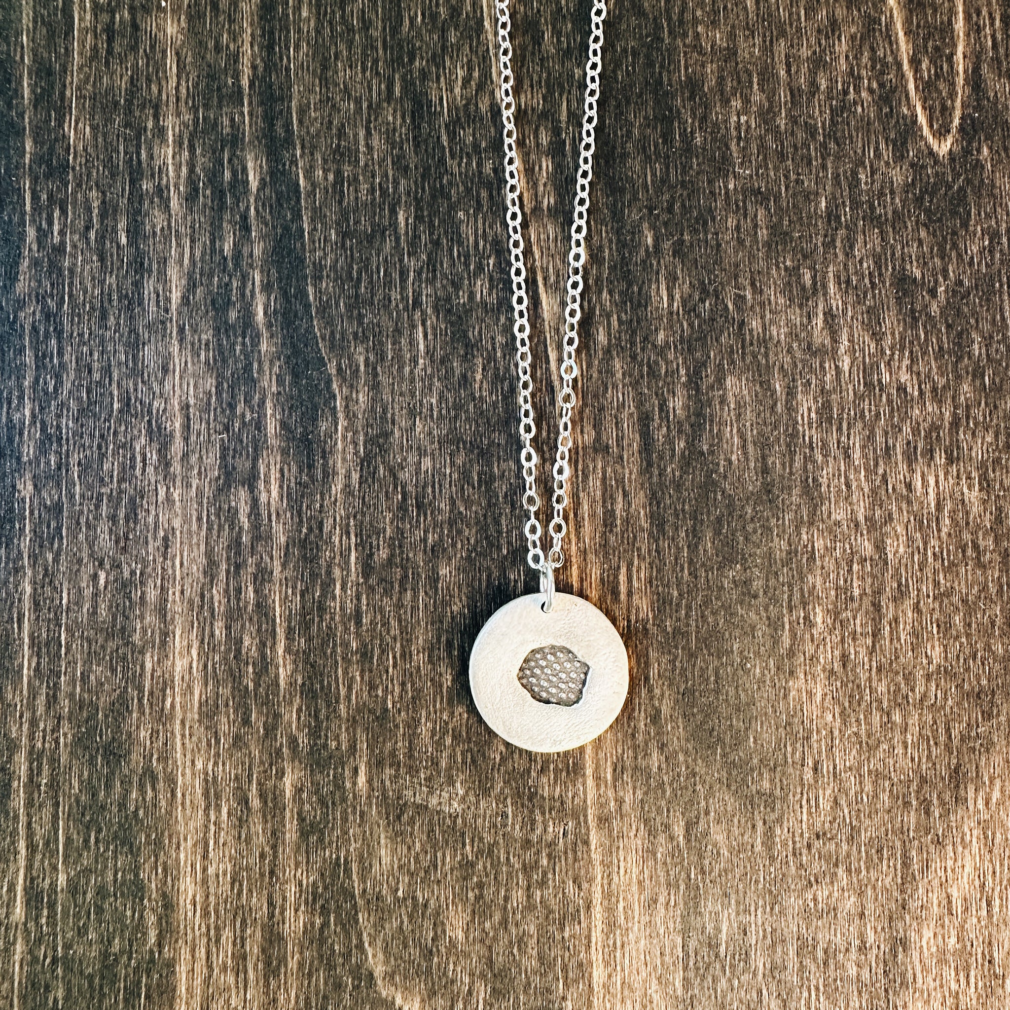 Silver Coin Impression Necklace