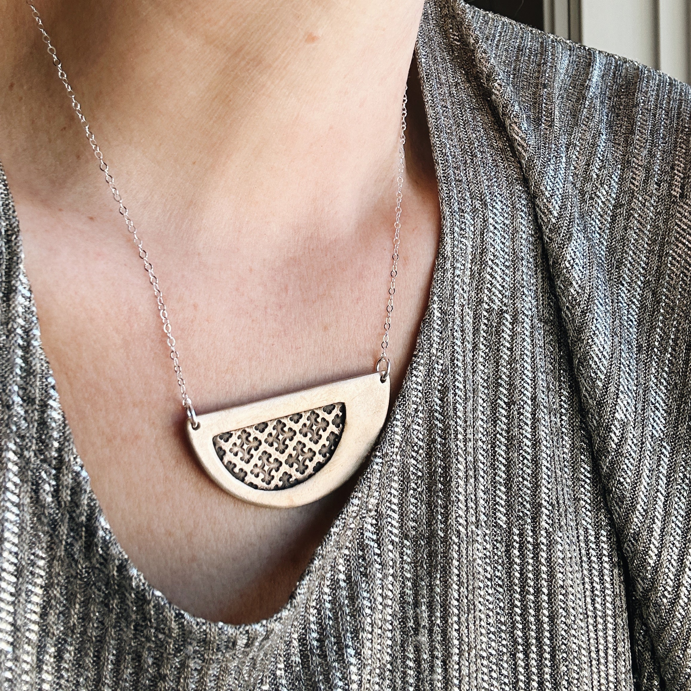 Half Luna Fleur de Lis Necklace