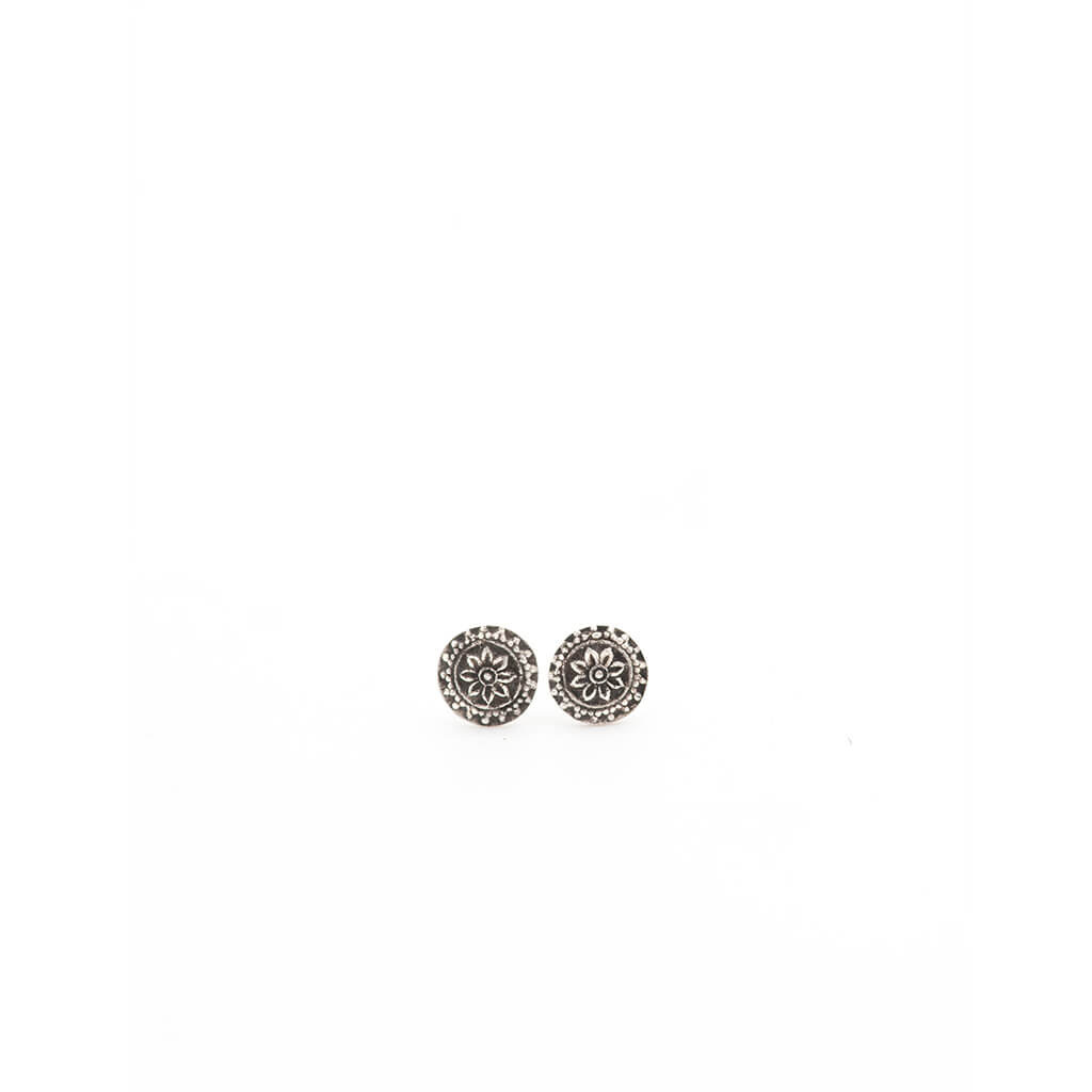 Moroccan Blossom Silver Stud Earrings (Handmade, 6mm)