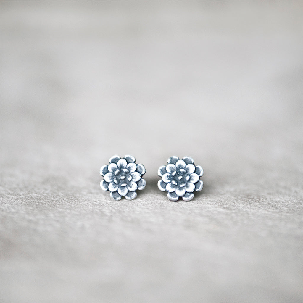 Floral Chrysanthemum Stud Earrings from Jester Swink, 10mm