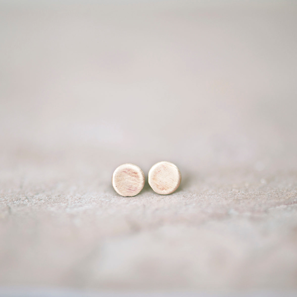 Small Bronze Circle Stud Earrings (Minimalist, Handmade, 2mm)