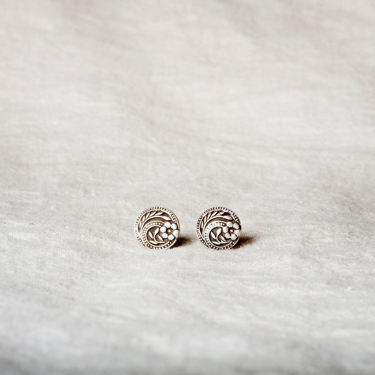 Handmade Silver Flower Stud Earrings for Everyday