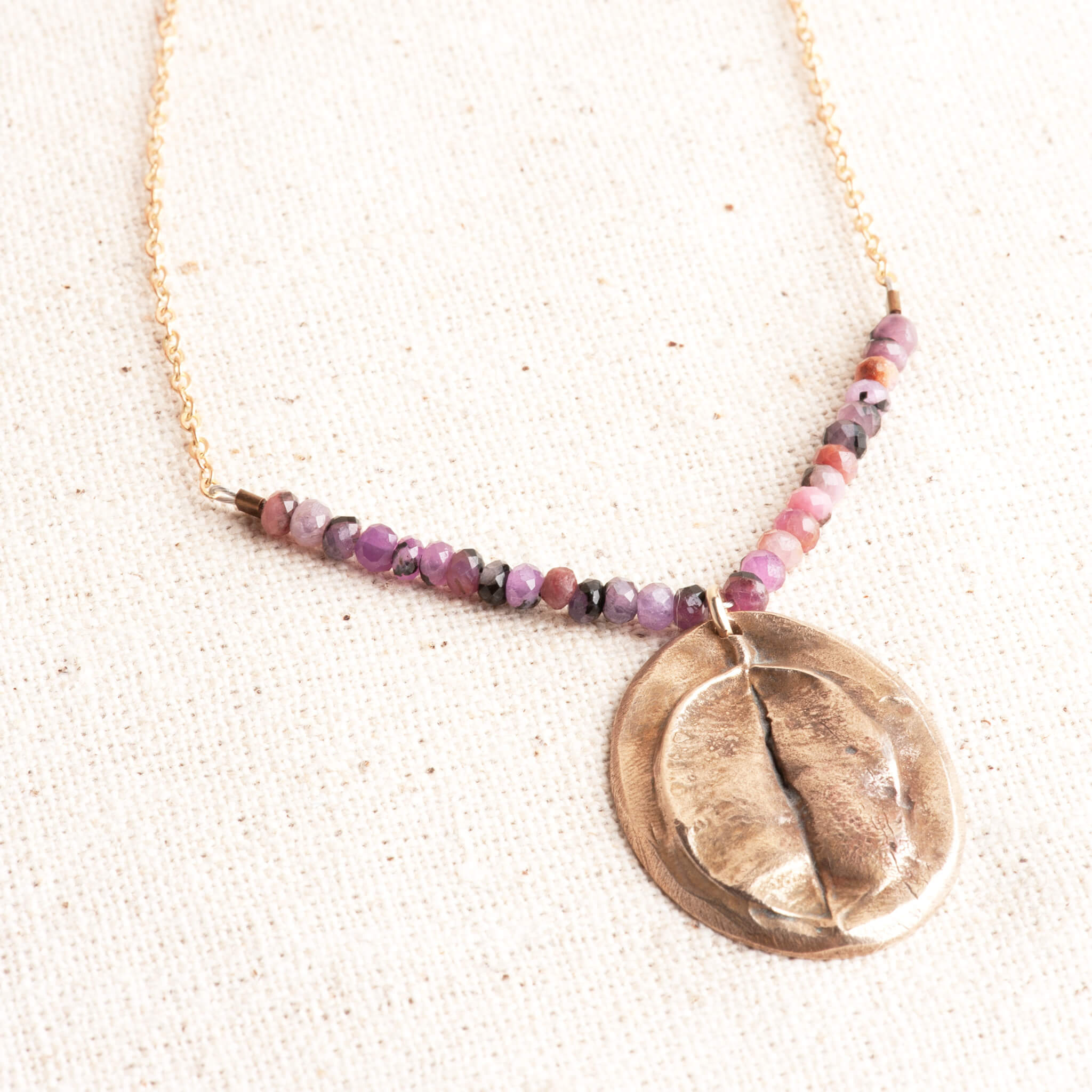 Wild Becoming Bronze Star Tulip Bulb & Ruby Pendant Necklace