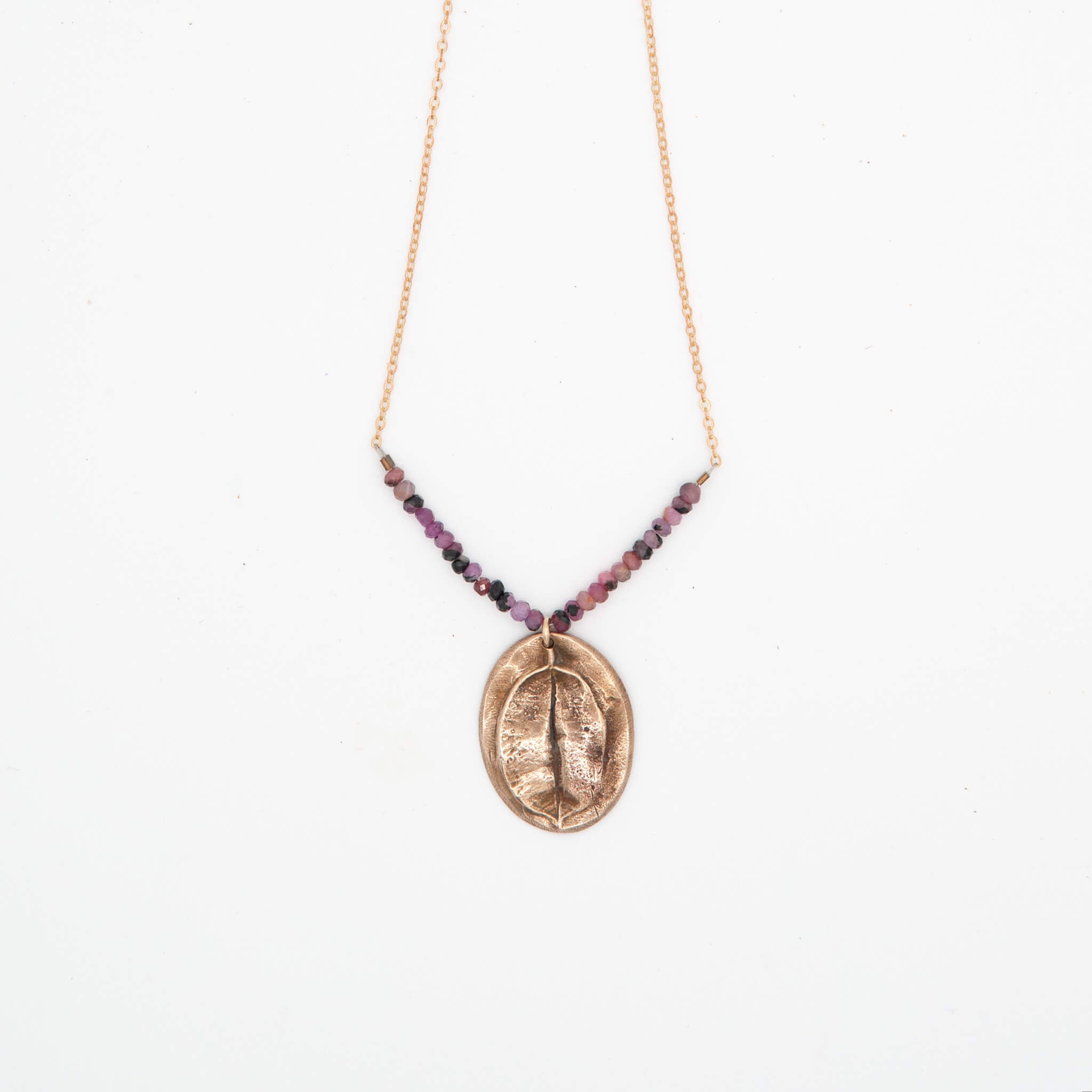 Wild Becoming Bronze Star Tulip Bulb & Ruby Pendant Necklace