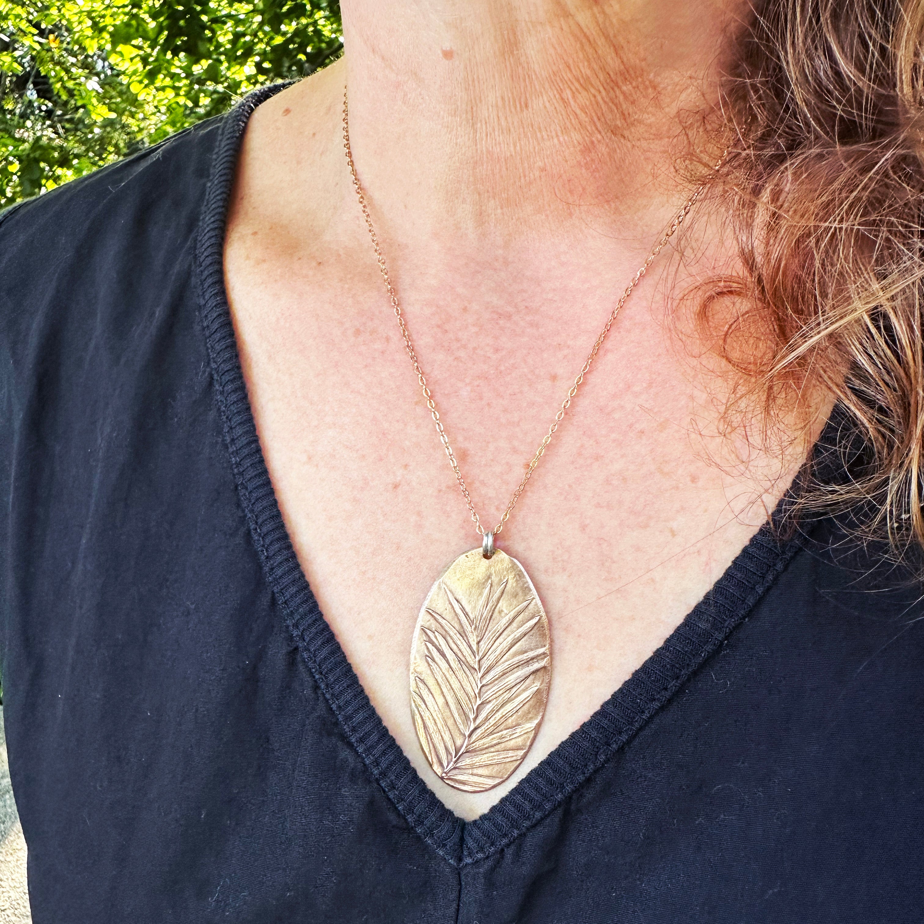 Wild Canopy Bronze Redwood Pendant Necklace