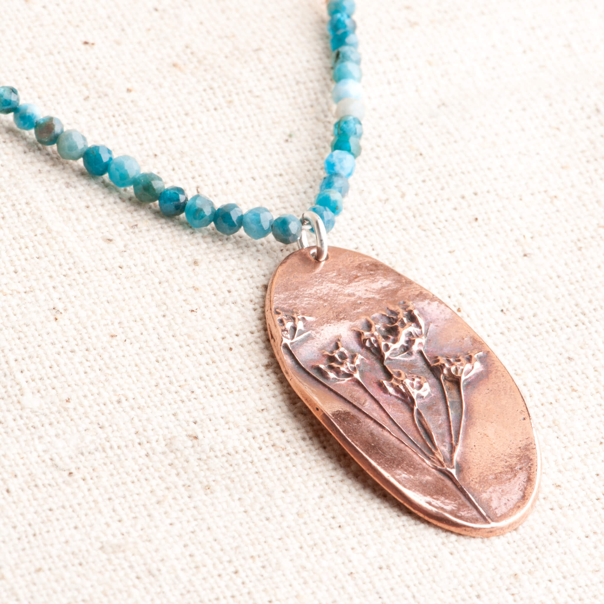 Wild Echoes Copper Wildflower & Apatite Pendant Necklace