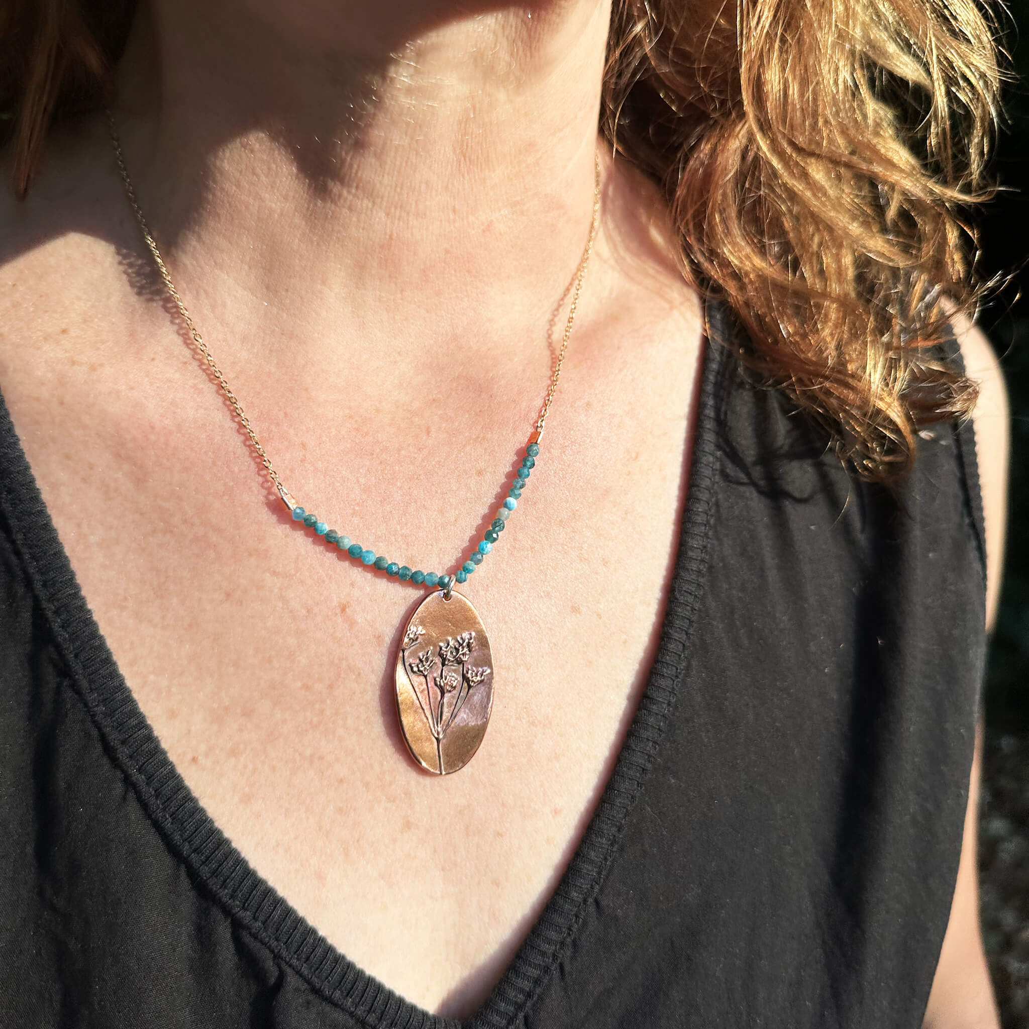 Wild Echoes Copper Wildflower & Apatite Pendant Necklace