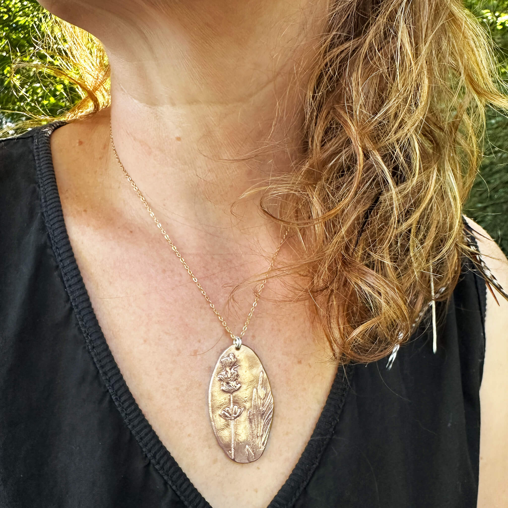 Wild Essence Bronze Lavender Pendant Necklace