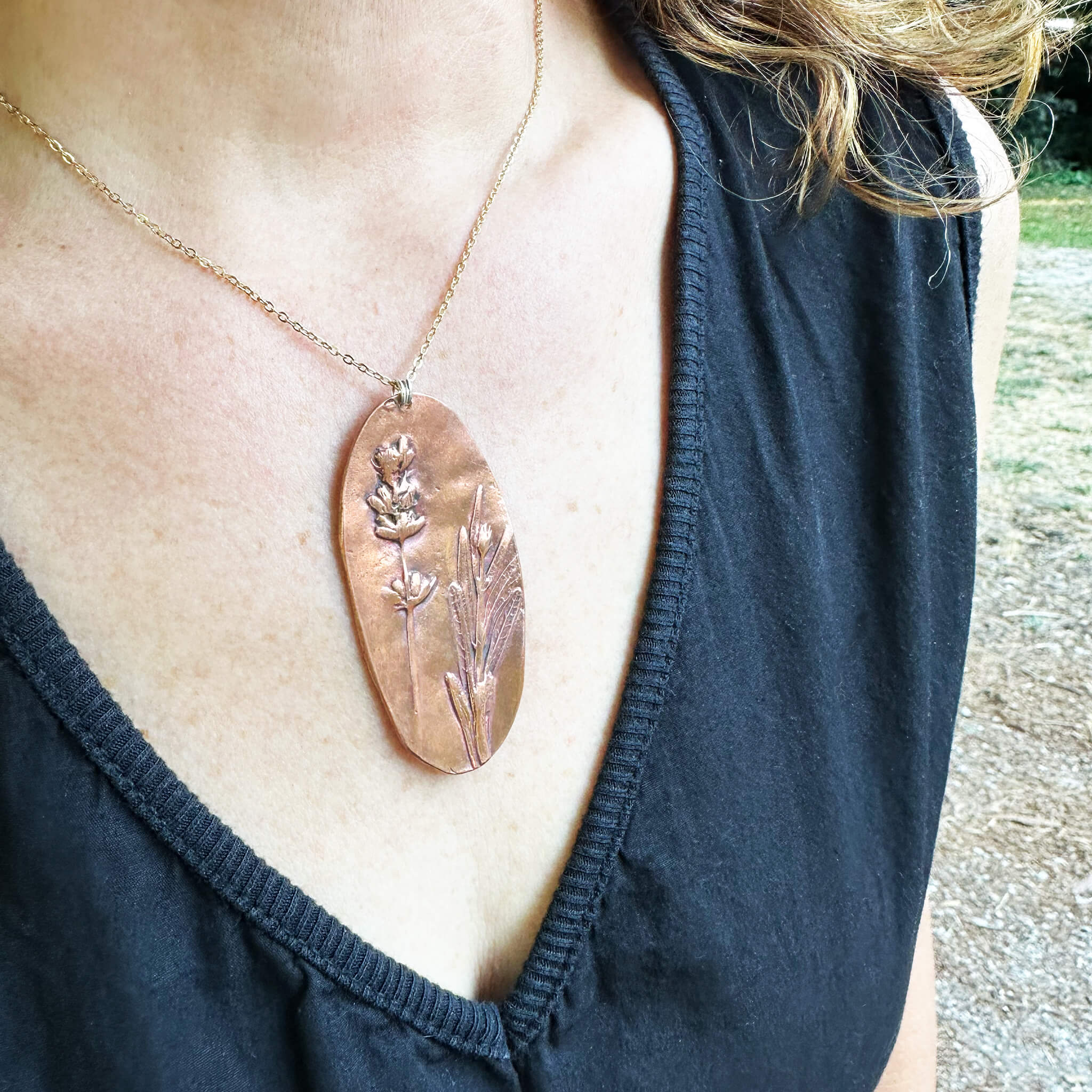 Wild Serenity Copper Lavender Pendant Necklace