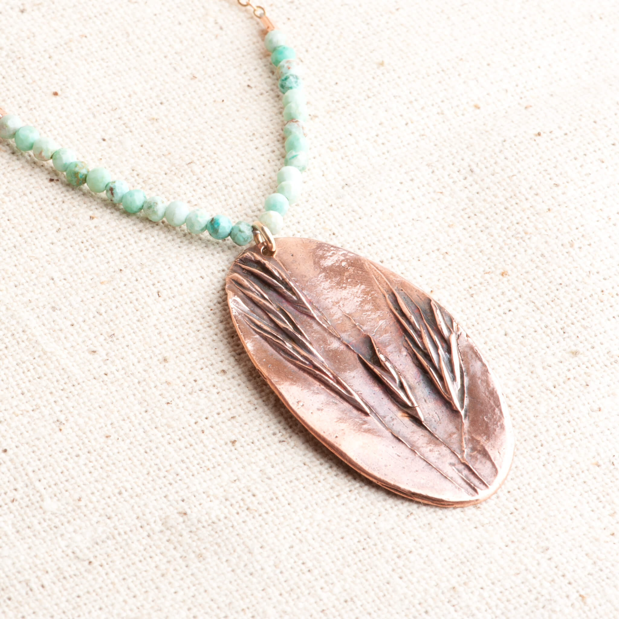 Wild Sway Copper Wild Grass & Peruvian Turquoise Pendant Necklace