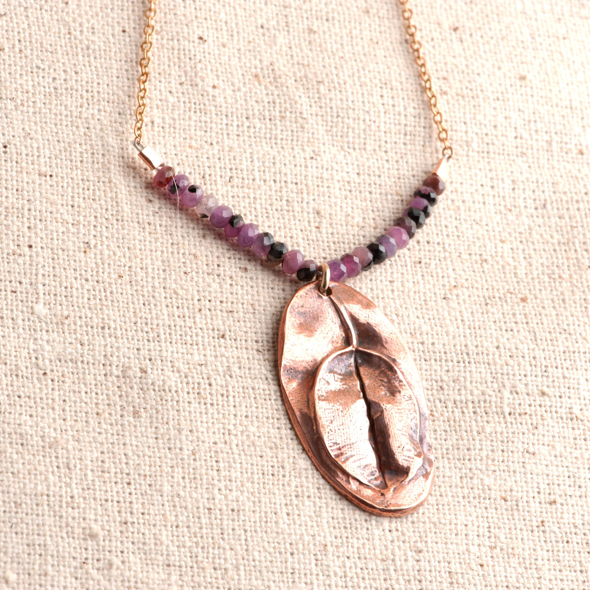 Wild Unfold Copper Star Tulip Bulb & Ruby Pendant Necklace