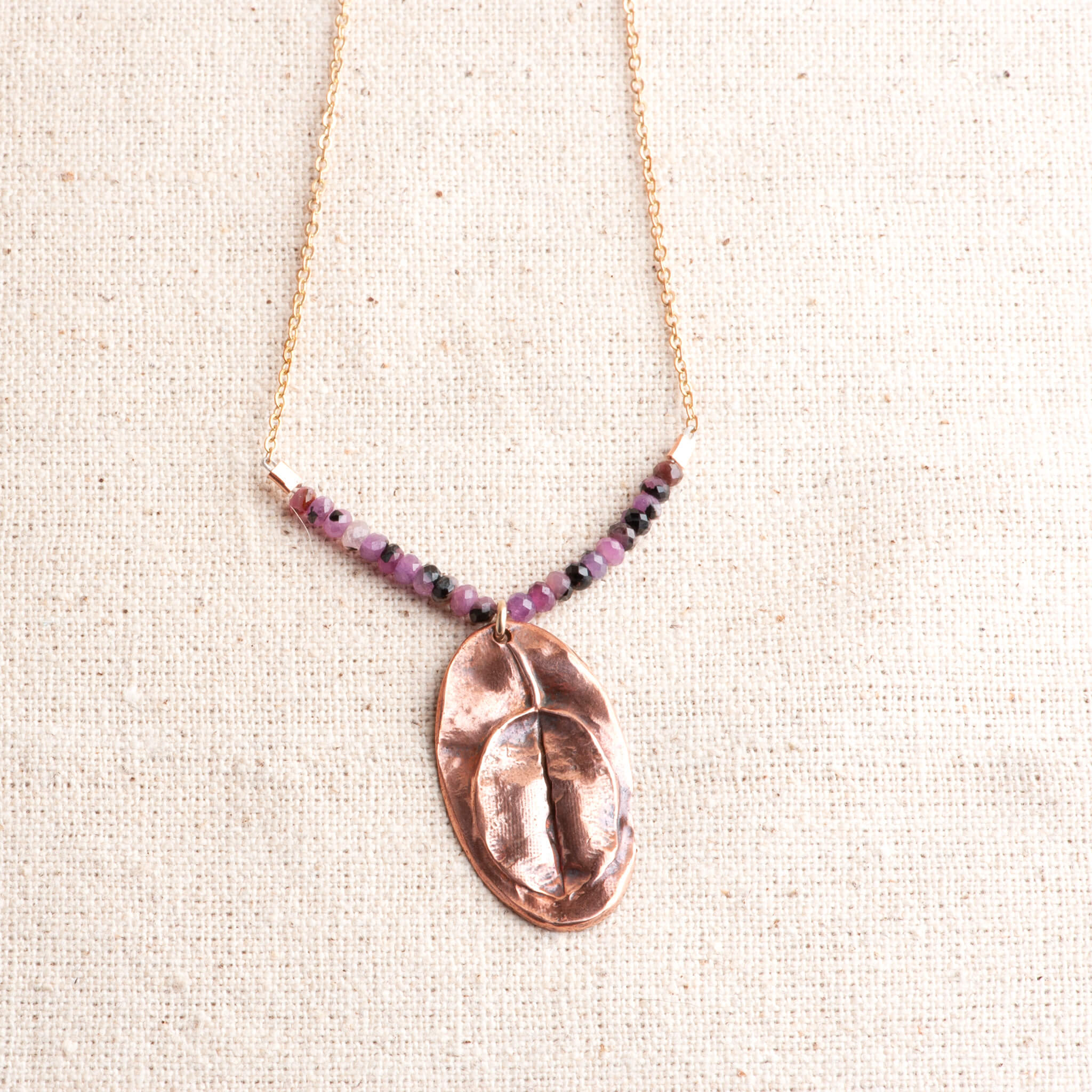 Wild Unfold Copper Star Tulip Bulb & Ruby Pendant Necklace