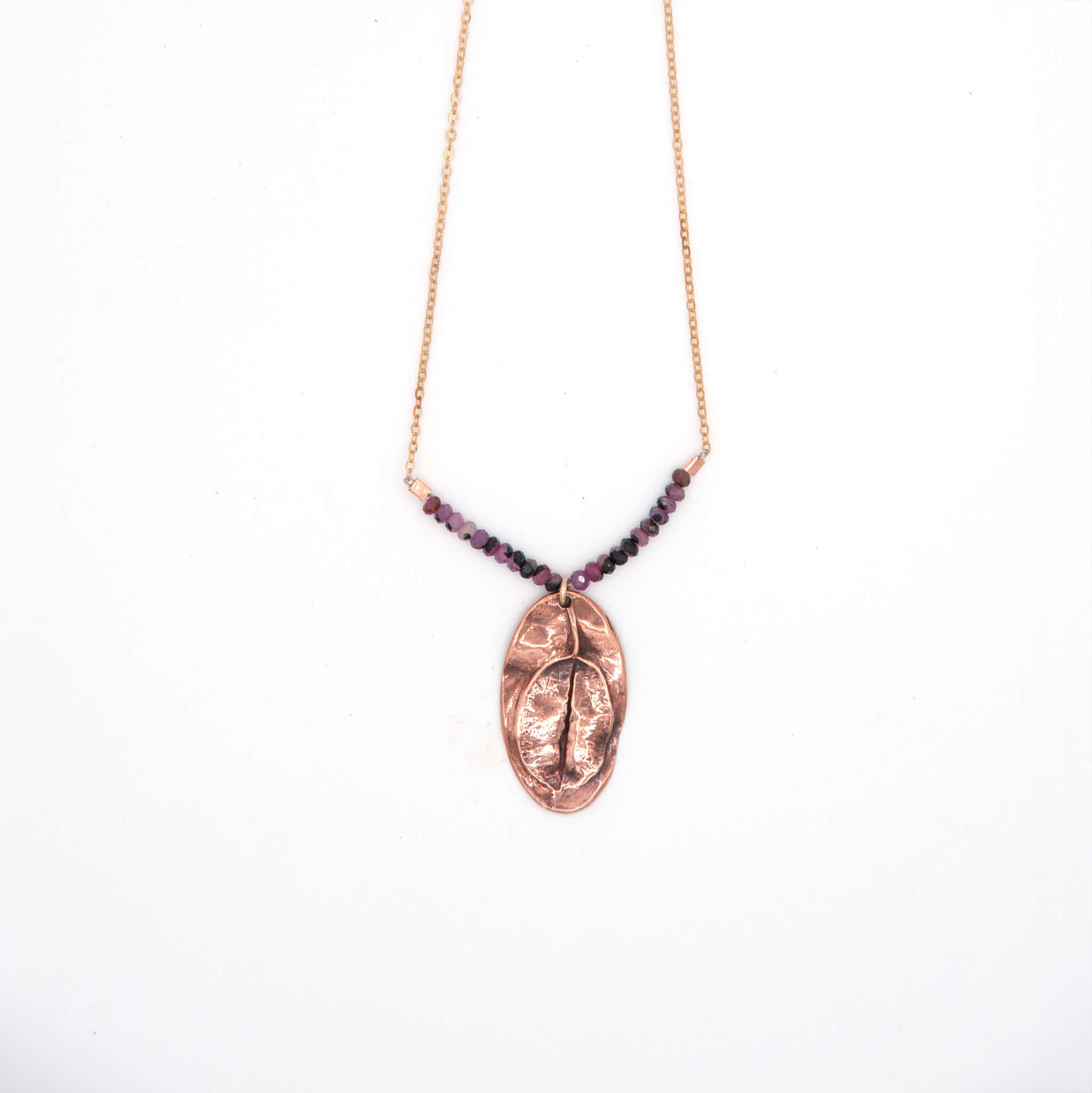 Wild Unfold Copper Star Tulip Bulb & Ruby Pendant Necklace