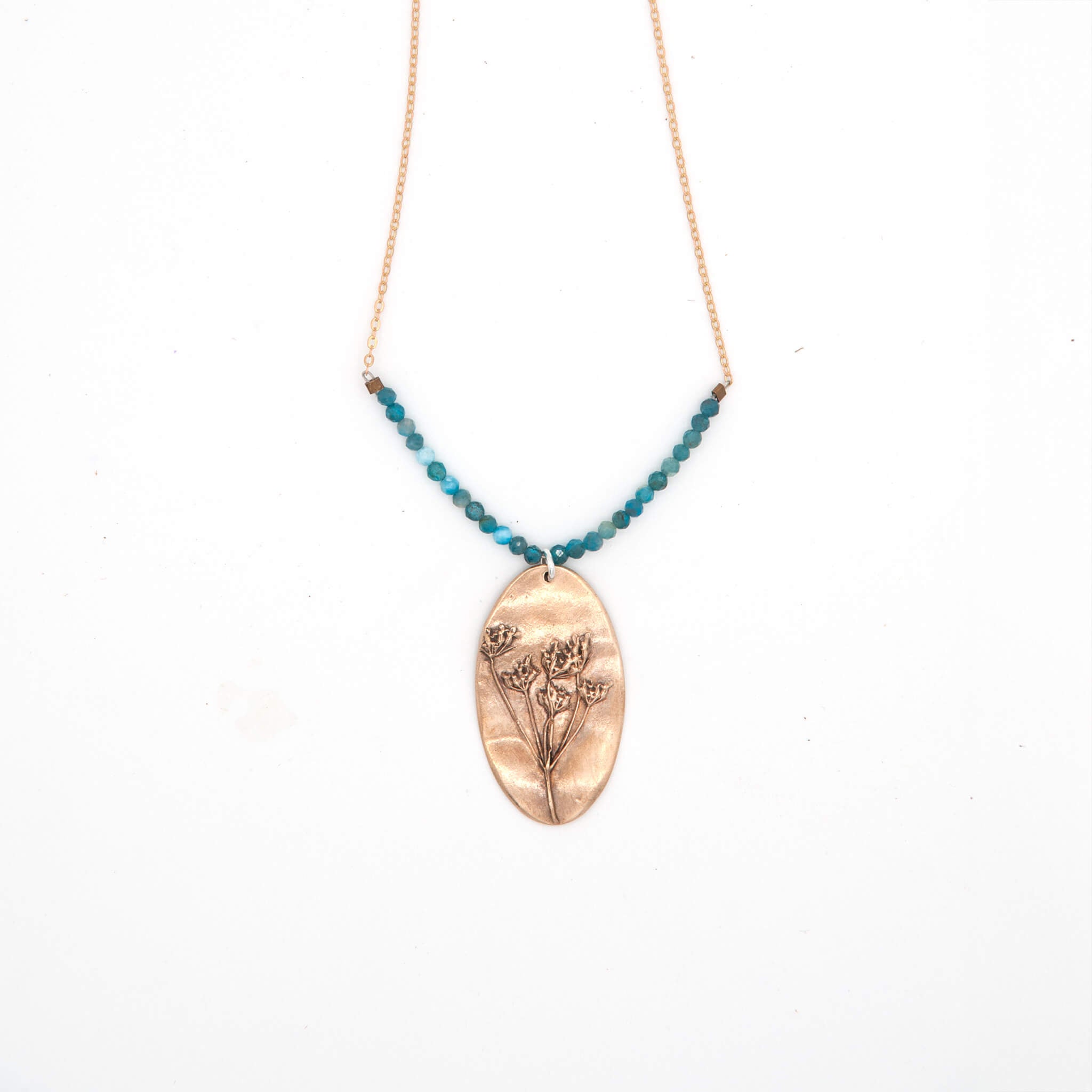 Wild Whispers Bronze Wildflower & Apatite Pendant Necklace