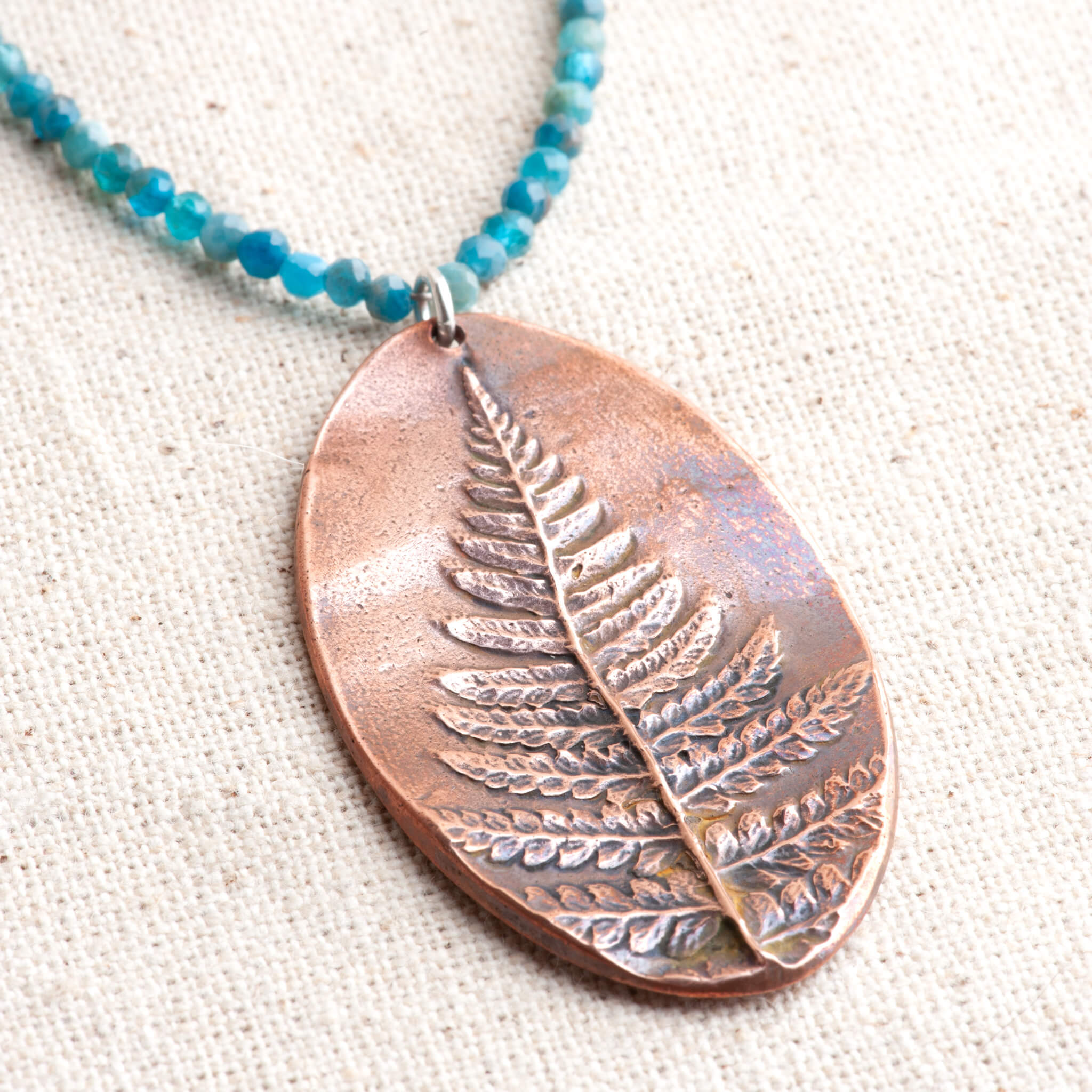 Wild Wisdom Copper Fern & Apatite Pendant Necklace