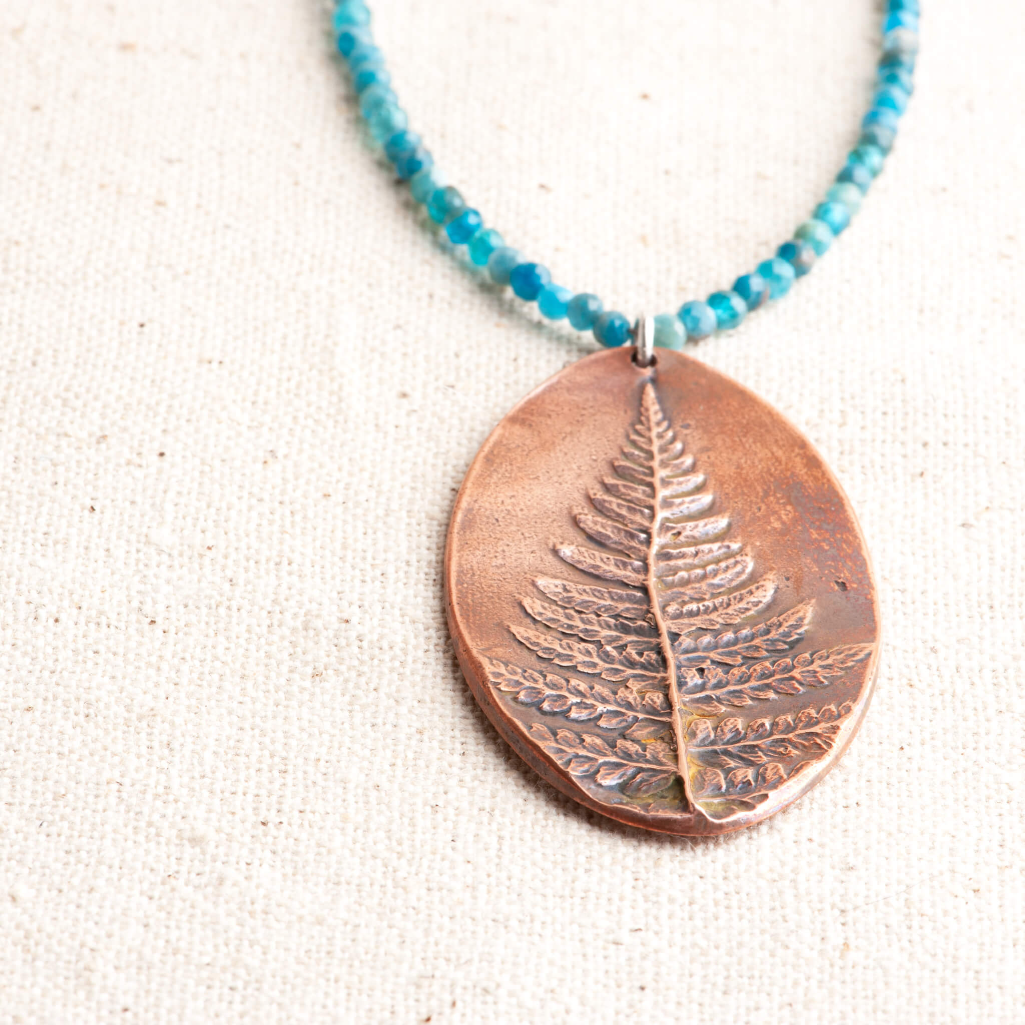 Wild Wisdom Copper Fern & Apatite Pendant Necklace