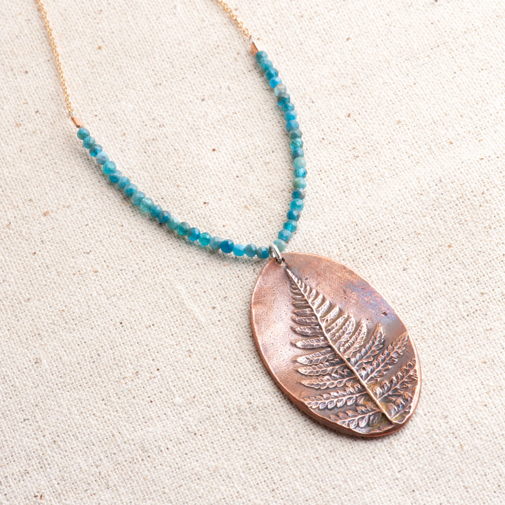 Wild Wisdom Copper Fern & Apatite Pendant Necklace