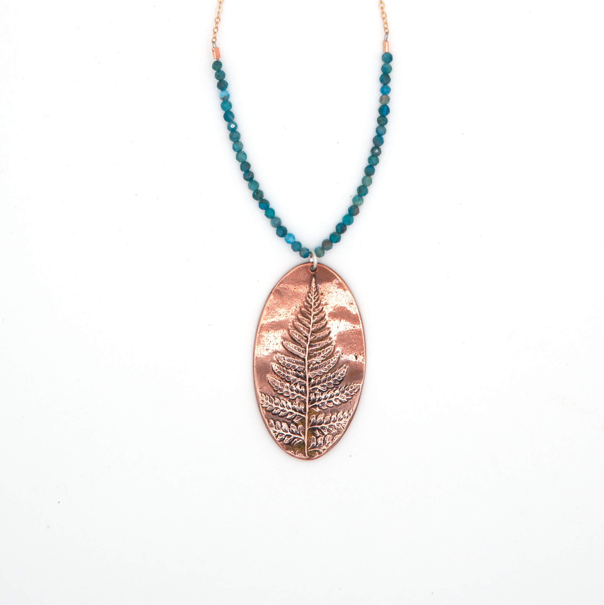Wild Wisdom Copper Fern & Apatite Pendant Necklace
