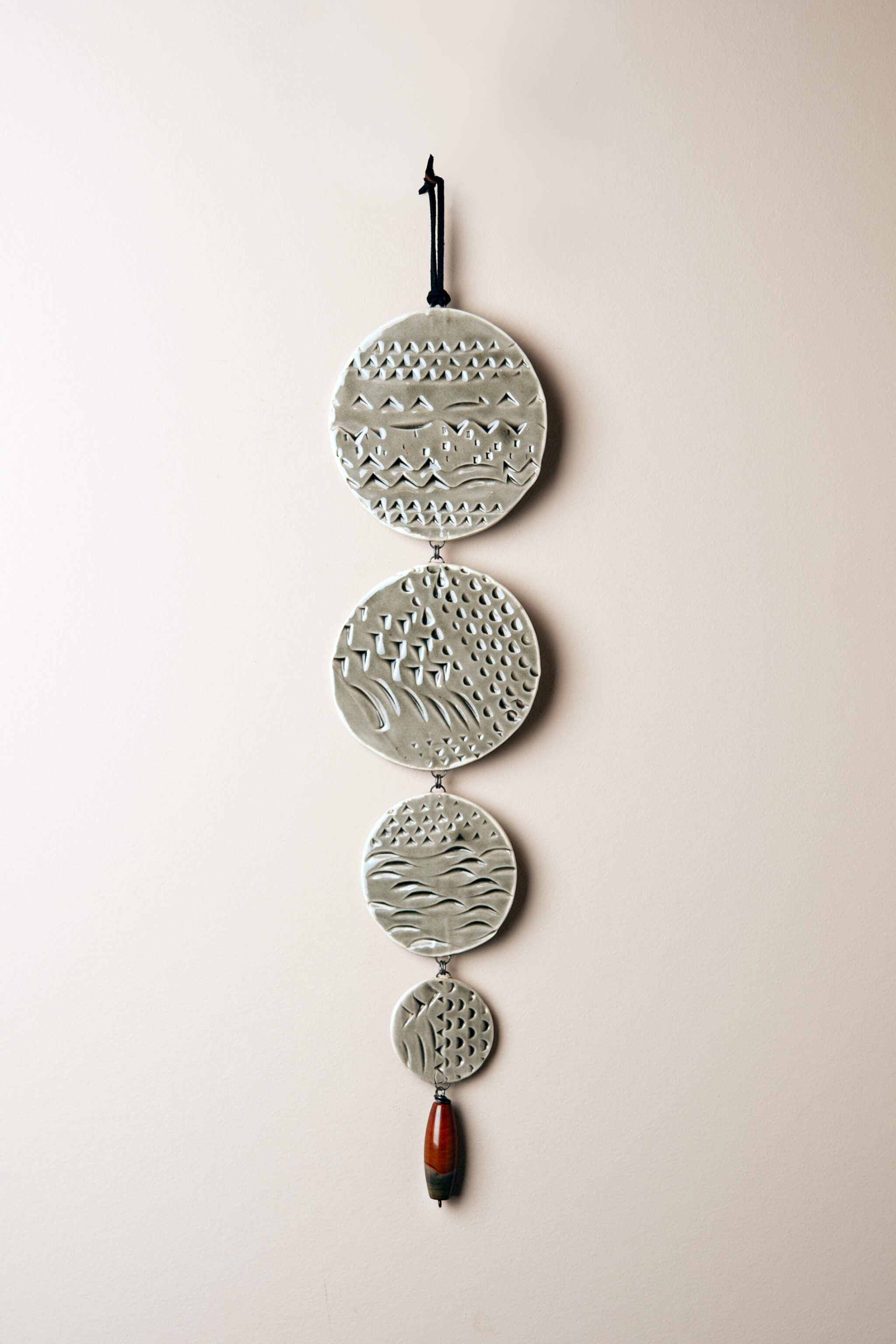 Medium Cascading Ceramic Wall Hanging No. 05 | Smoke Grey + Mountain Jasper — FTF_0726