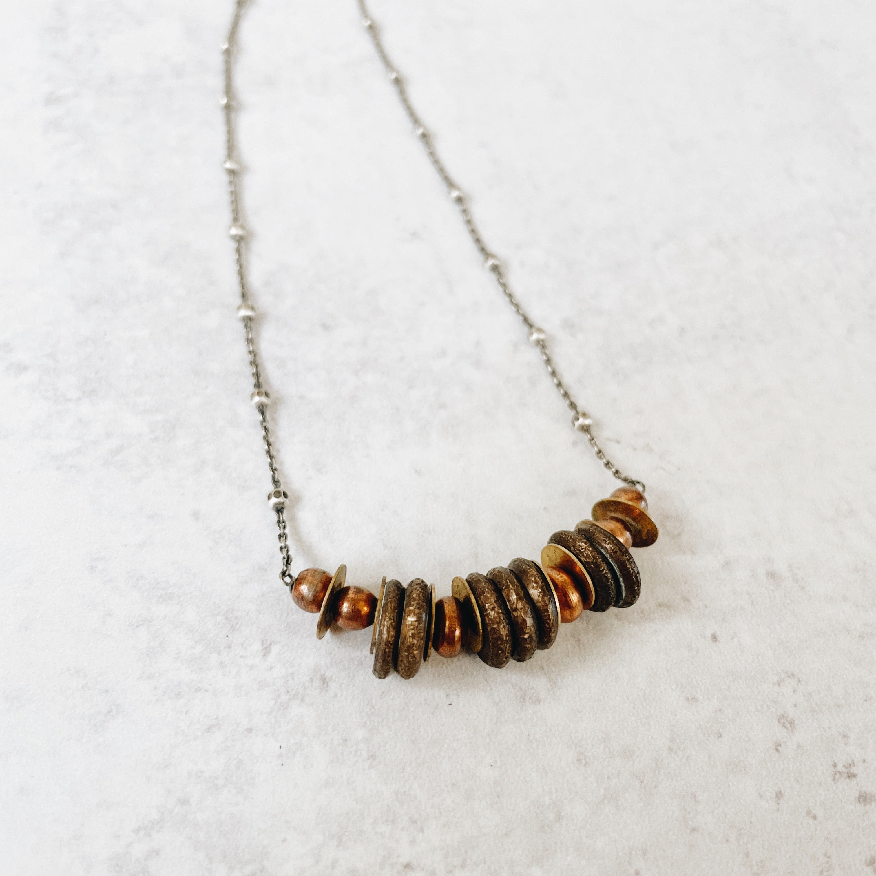 Brass Bronze Copper Mixed Metal Necklace - Jester Swink