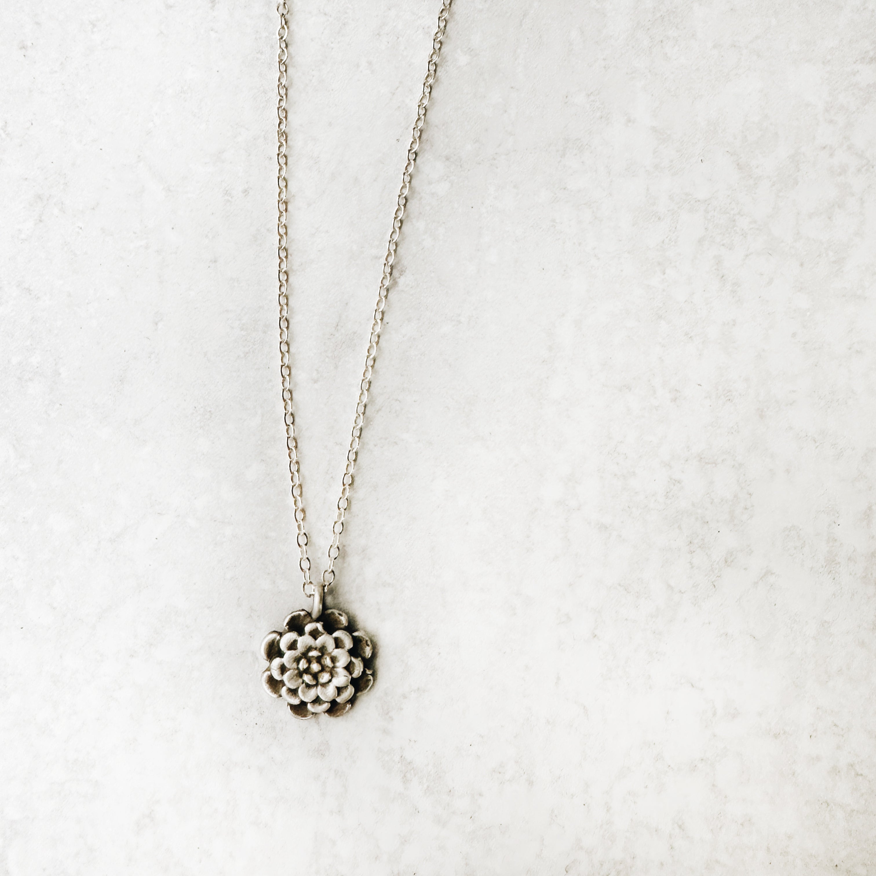 Sterling Silver Chrysanthemum Flower Necklace from Jester Swink - Jester Swink