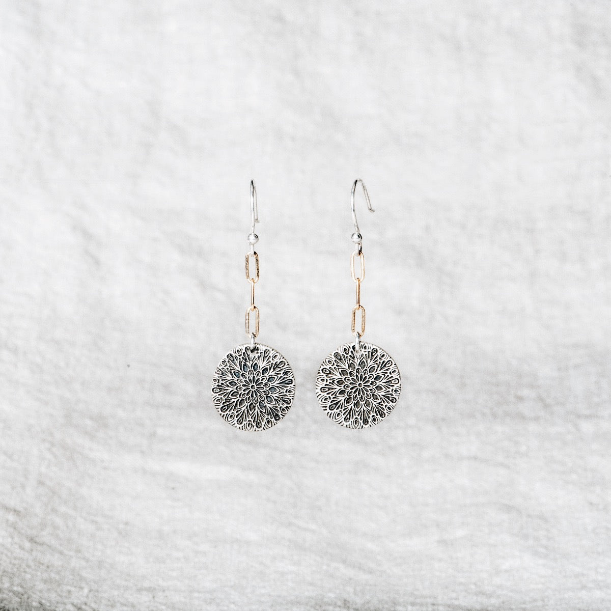Mandala Let There Be Light Floral Dangle Earrings by Jester Swink - Jester Swink
