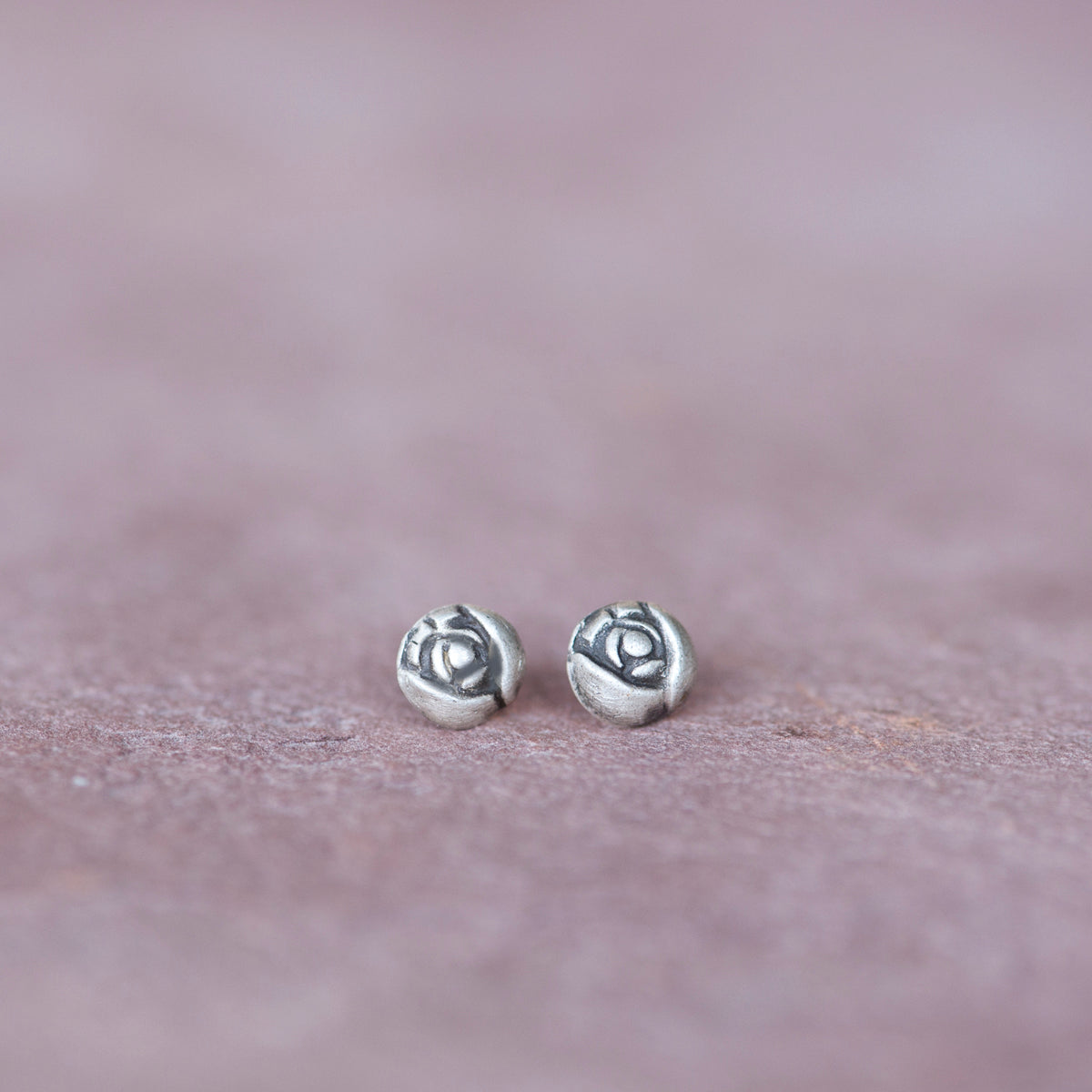 Silver Rose Bud Stud Earrings from Jester Swink - Jester Swink