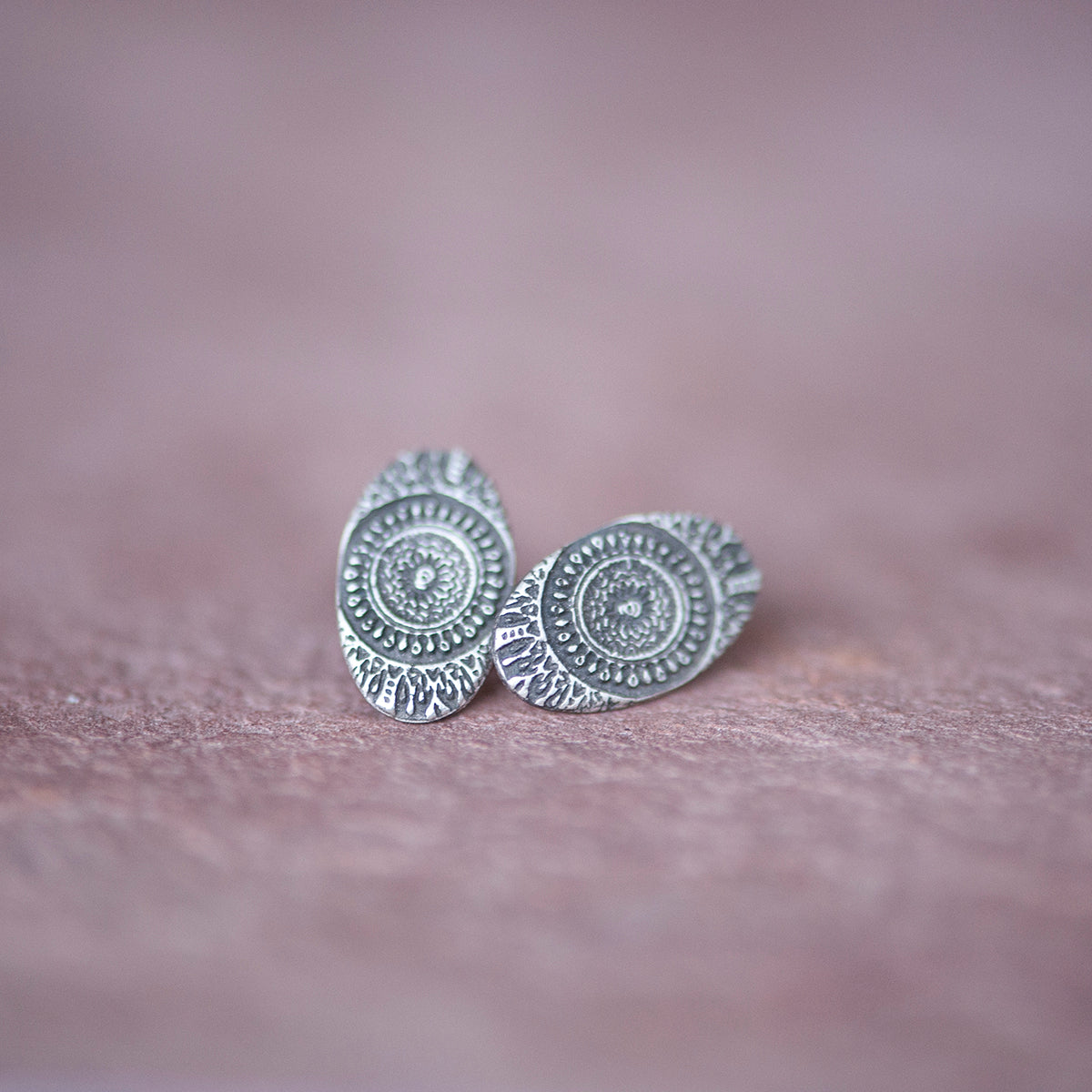 Delicate Silver Moroccan Sundial Stud Earrings from Jester - Jester Swink