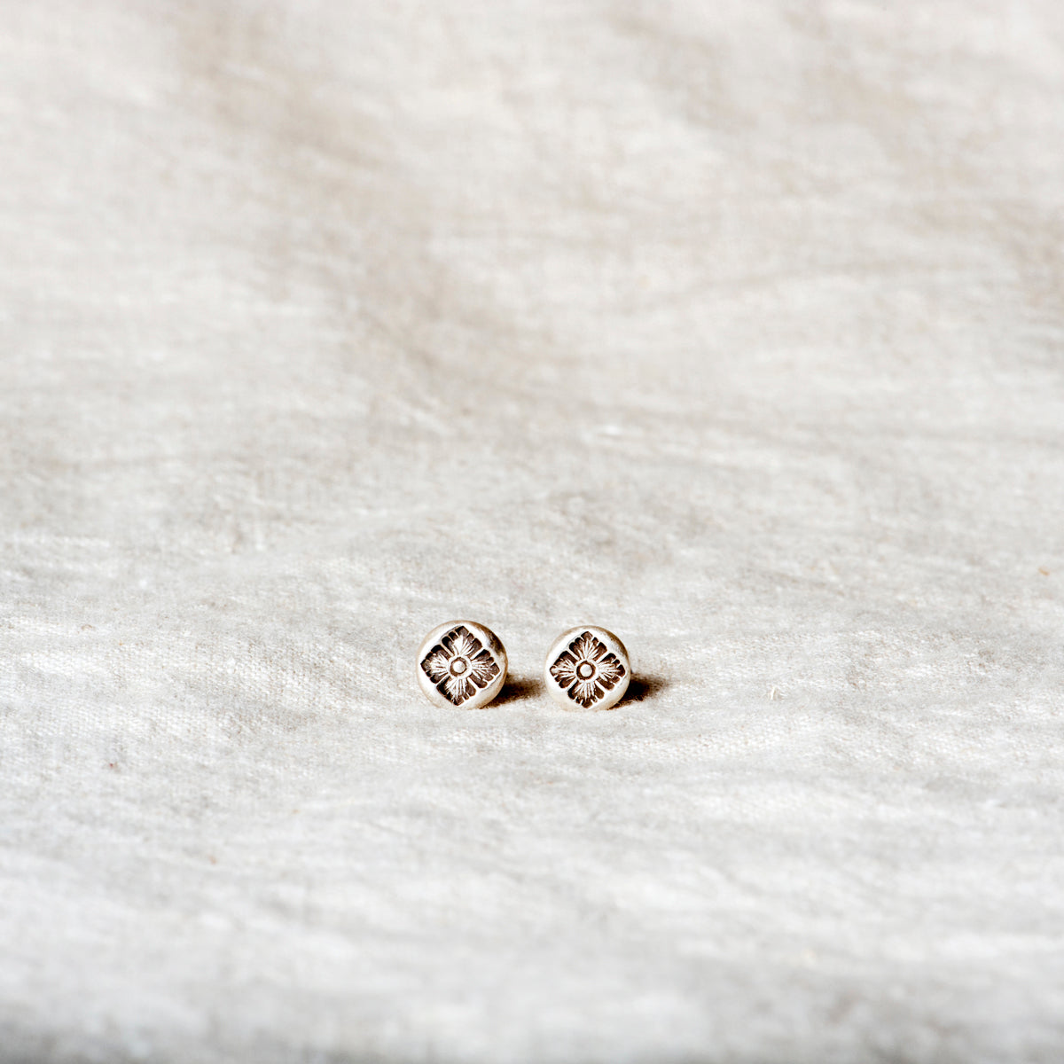 Western Flower Silver Stud Earrings by Jester Swink - Jester Swink