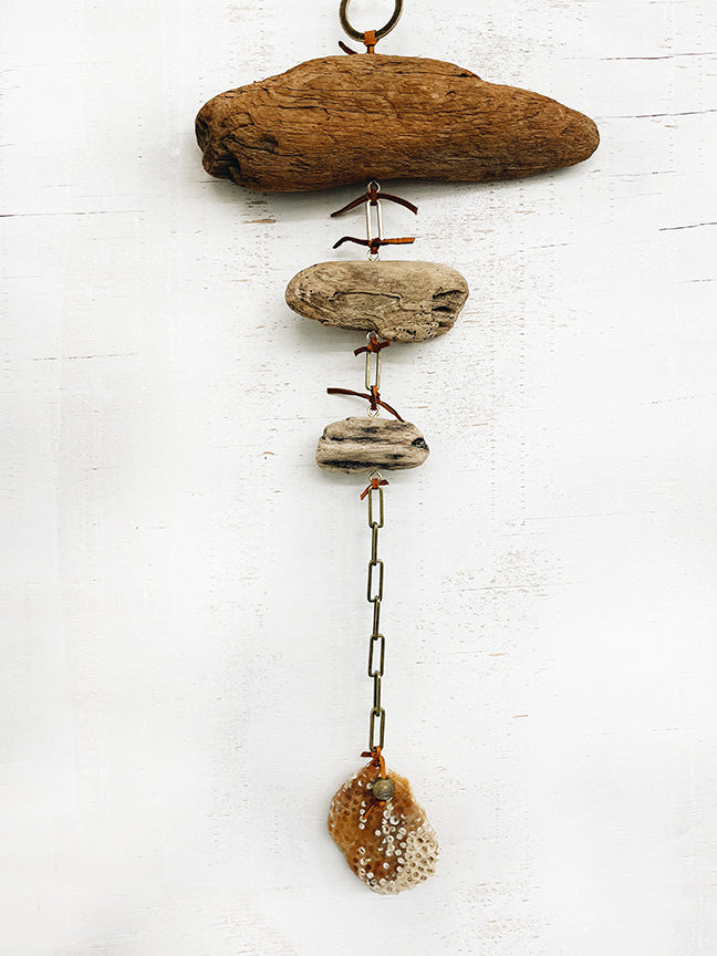 Natural Fossil Coral Agate Silent Wind Chime by Jester Swink - Jester Swink