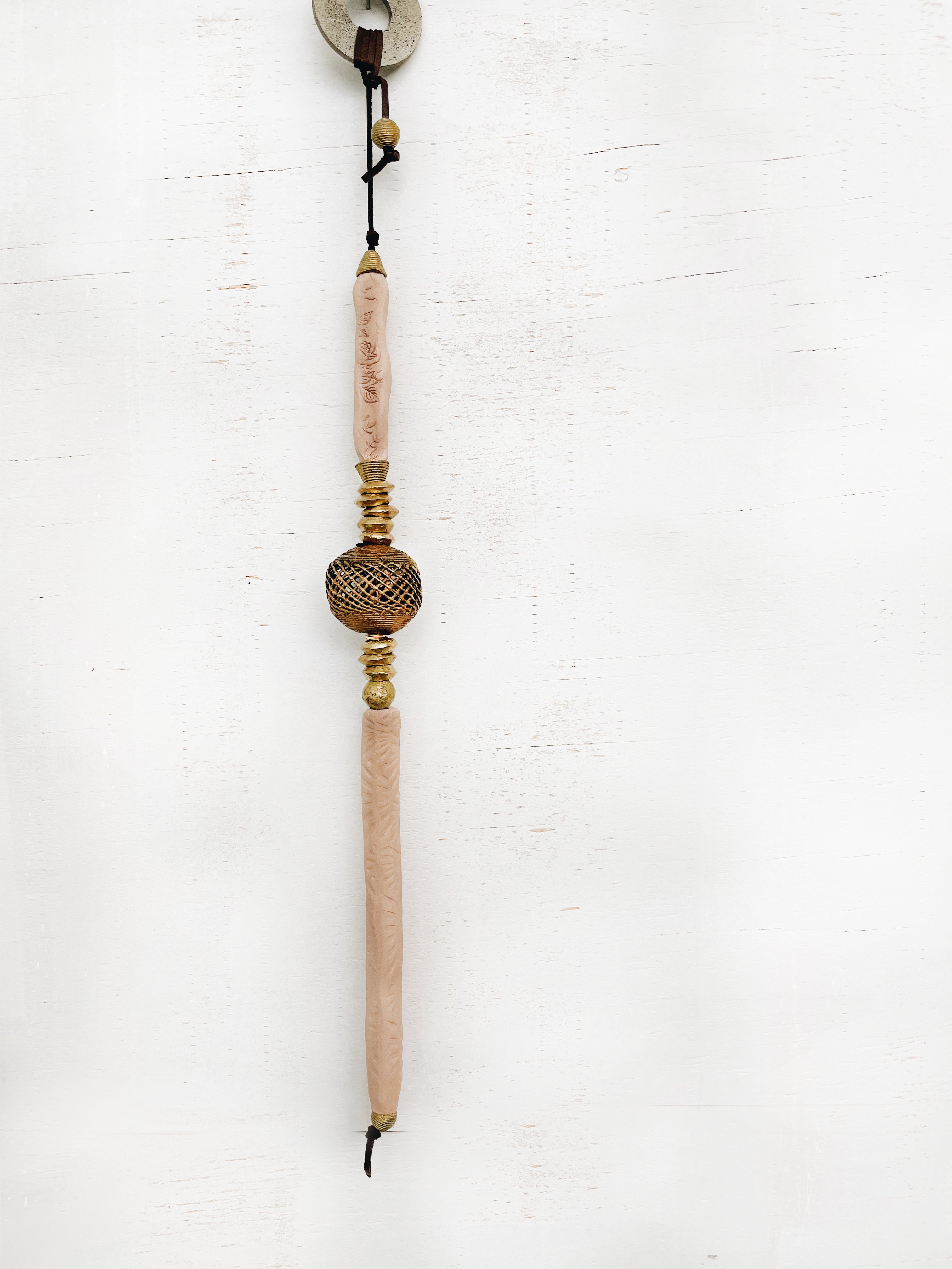 Brass & Rose Terracotta Clay Home Silent Wind Chime by Jester Swink - Jester Swink