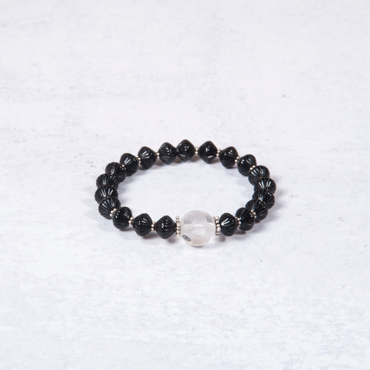 Onyx, Quartz & Silver Bracelet from Jester Swink - Jester Swink