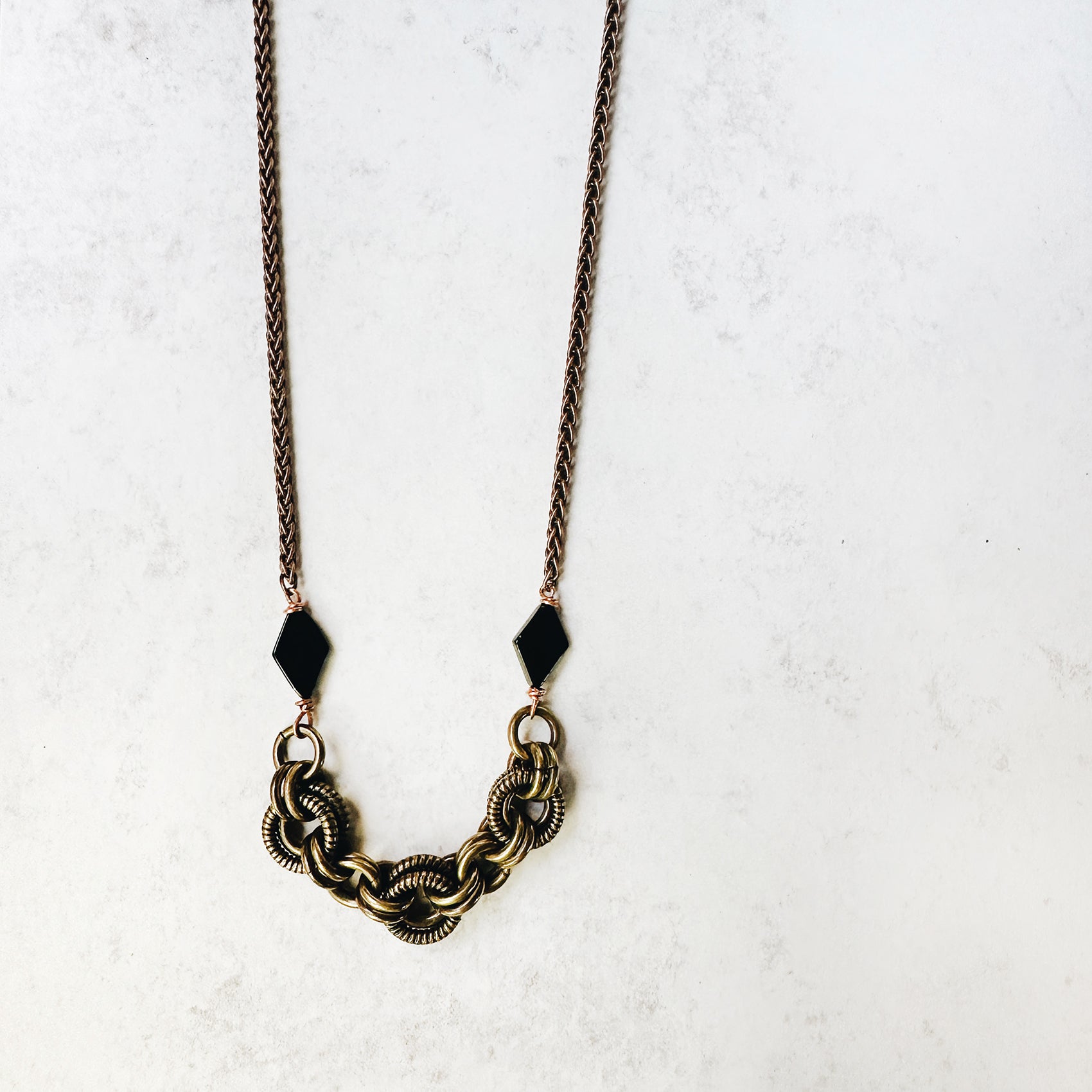 Bold Brass and Silver Mixed Metal Necklace by Jester Swink - Jester Swink