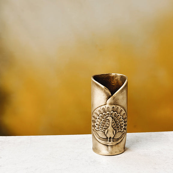 Fancy Peacock Bronze Mini Bud Vase - Jester Swink