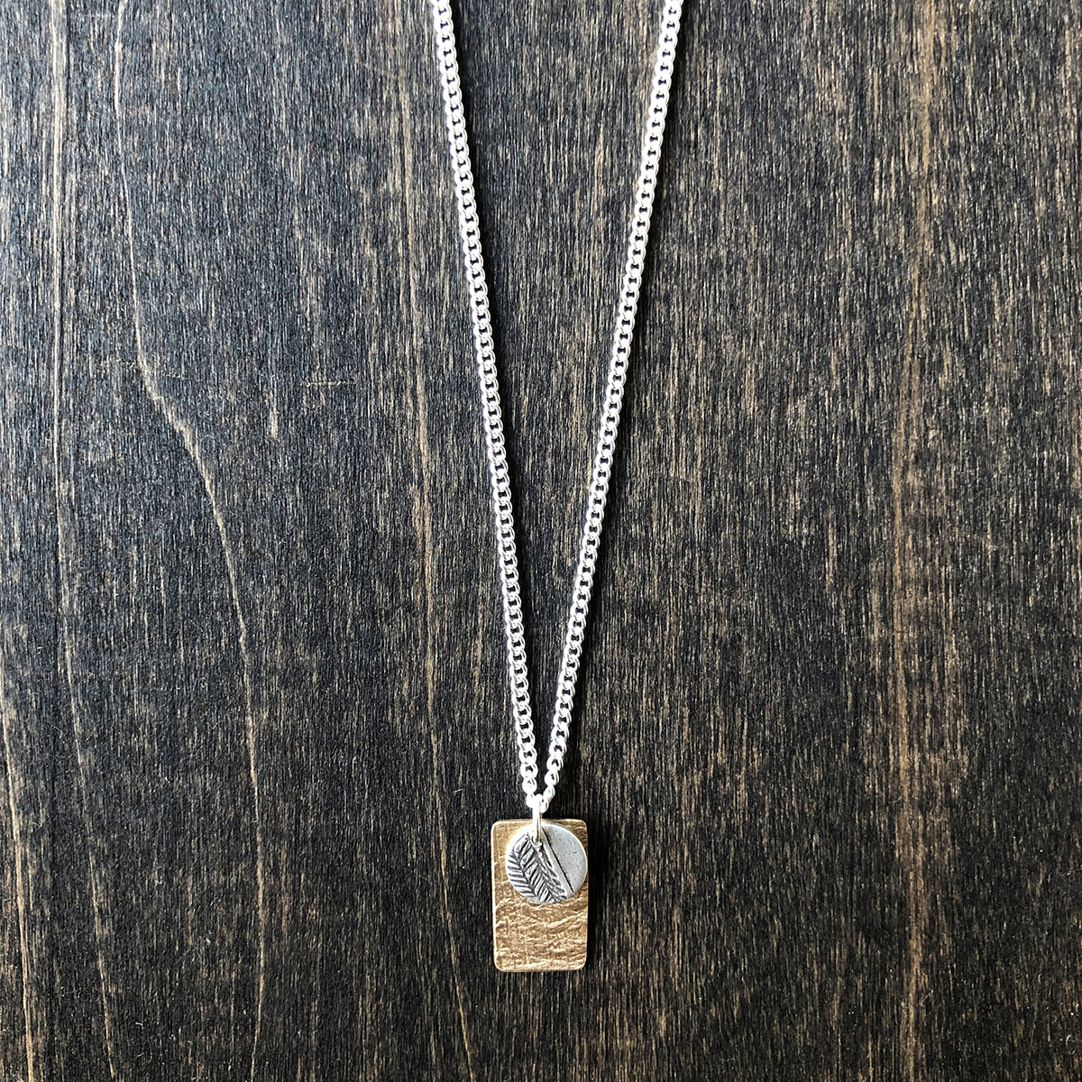 Bronze Bar and Sterling Lace Charm Necklace - Jester Swink