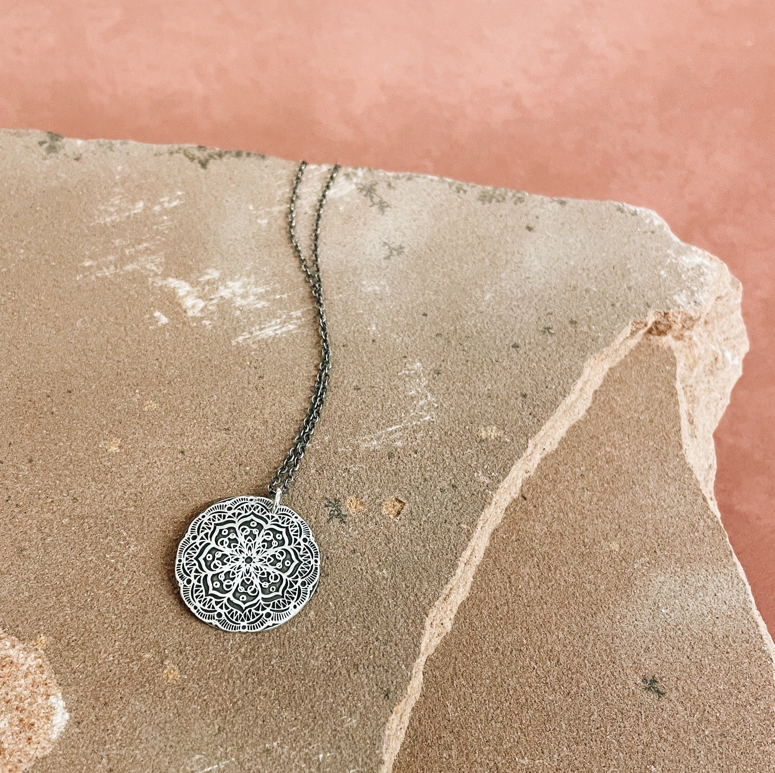 Sterling Silver Leading By Beauty Mandala Pendant Necklace - Jester Swink
