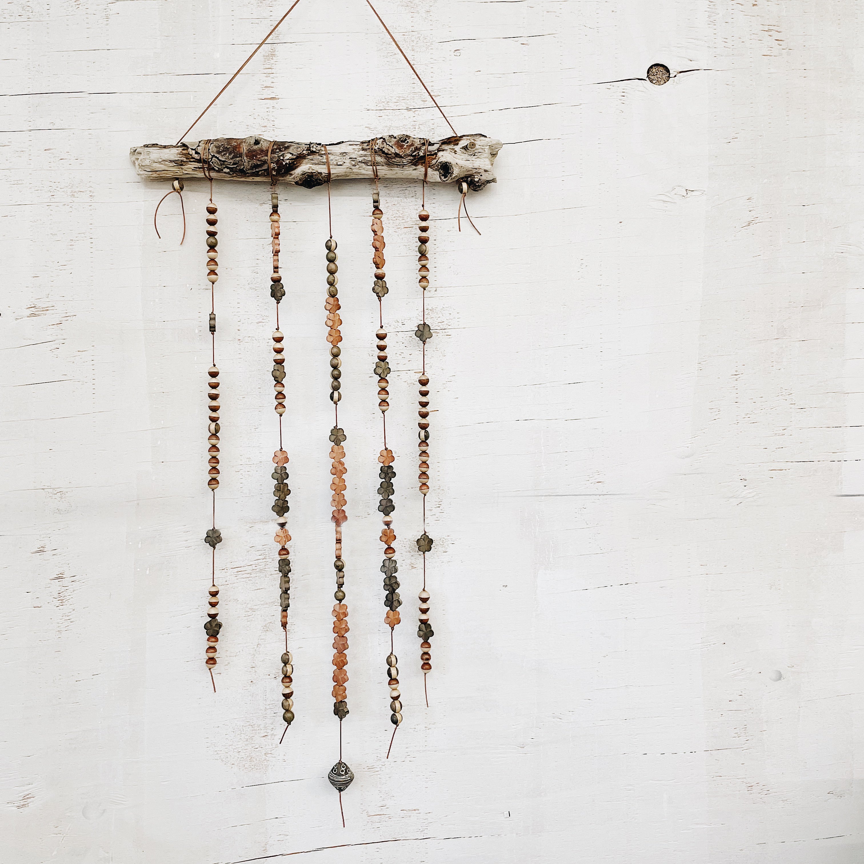 A Tranquil Beauty Beaded Driftwood Wall Hanging by Jester Swink - Jester Swink