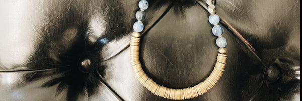 beaded necklace designs, kyanite pyrite and brass necklace
