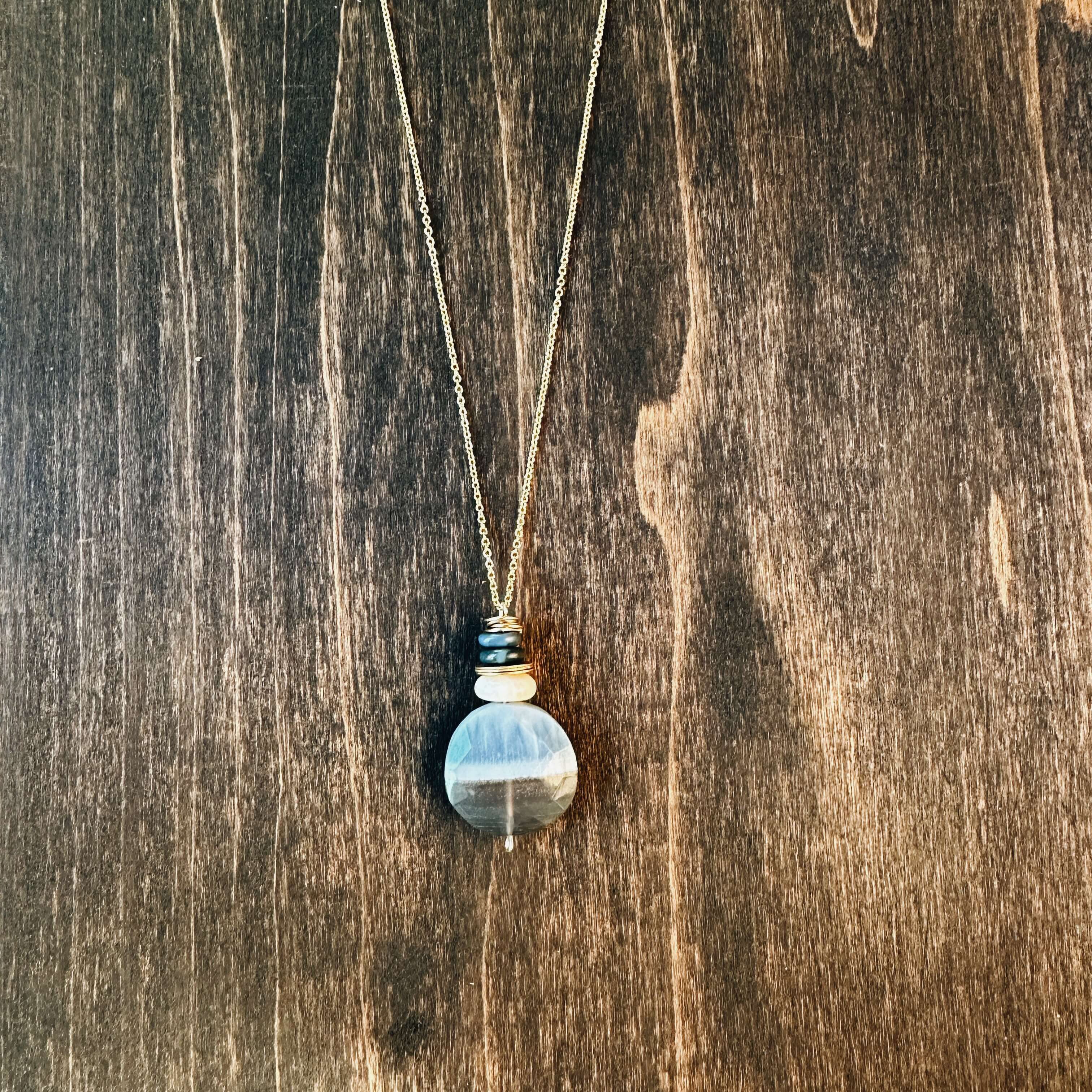 Blue Opal Drop 14K Gold Filled Necklace