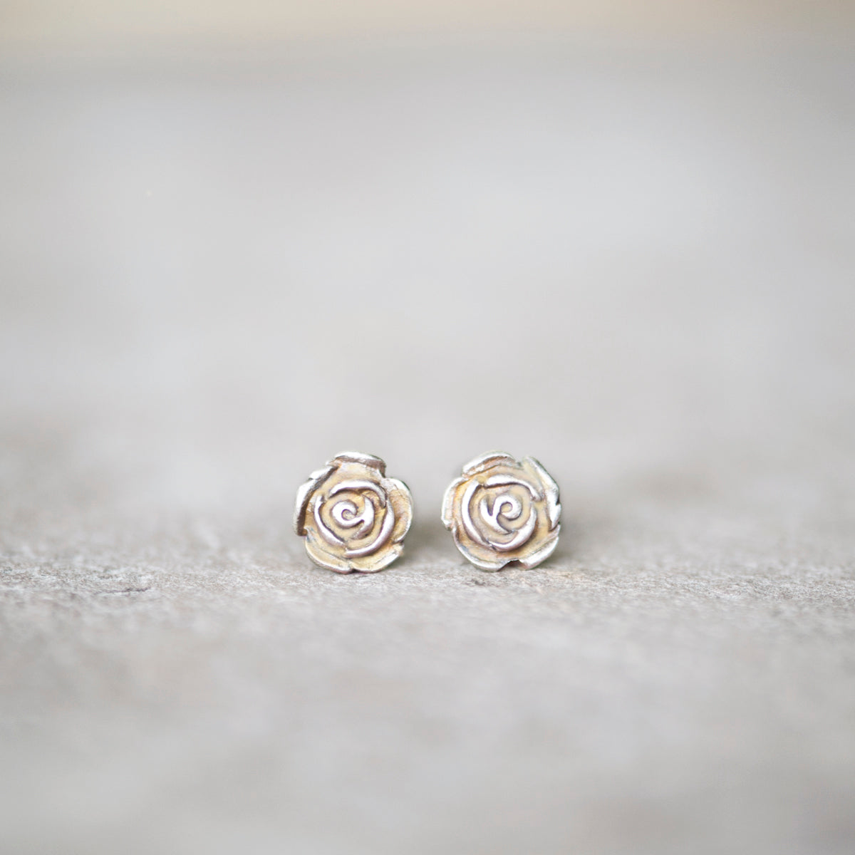 Bronze Rose Stud Earrings (Handmade, 5mm)