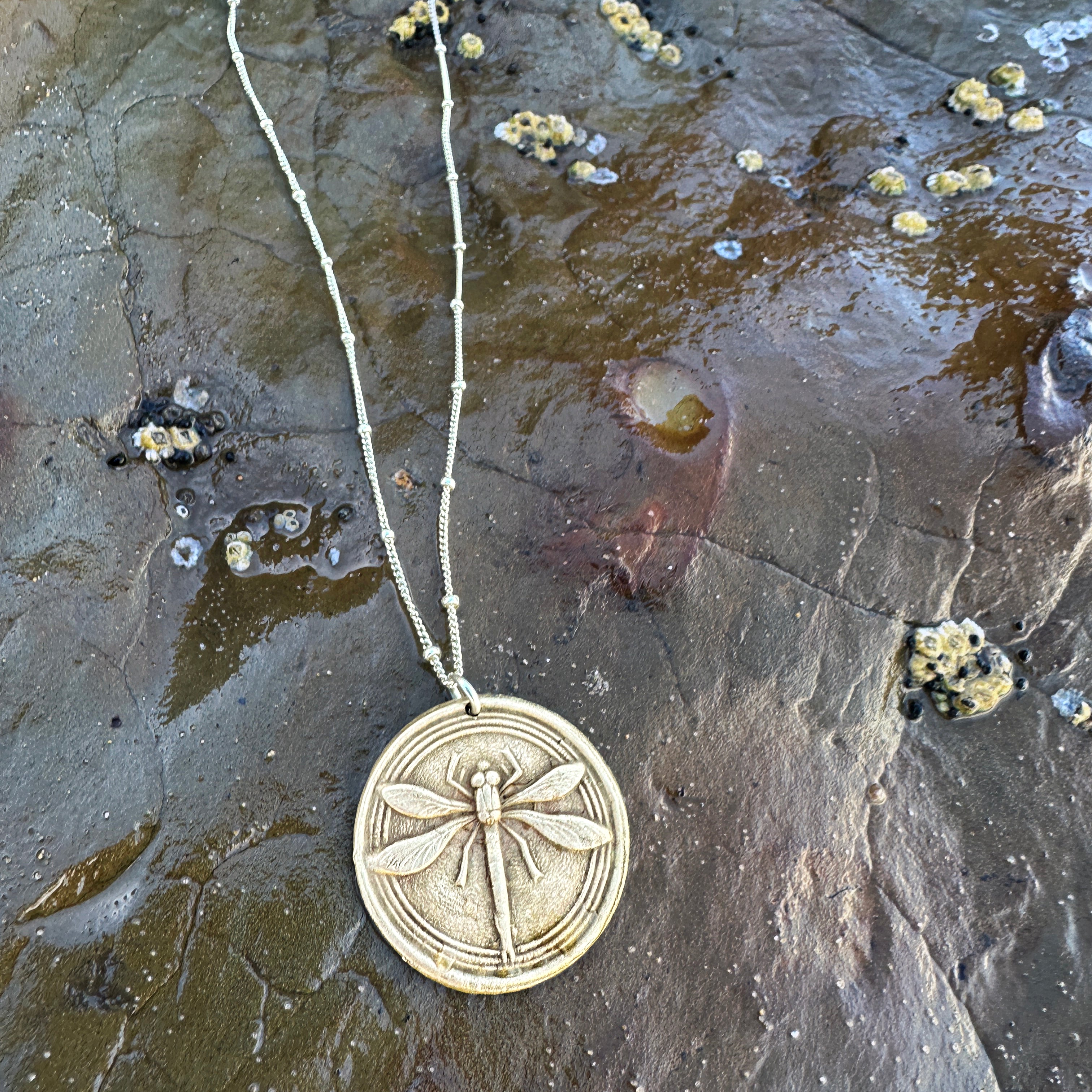 Bronze Mystic Dragonfly Necklace (Handmade, 28mm)