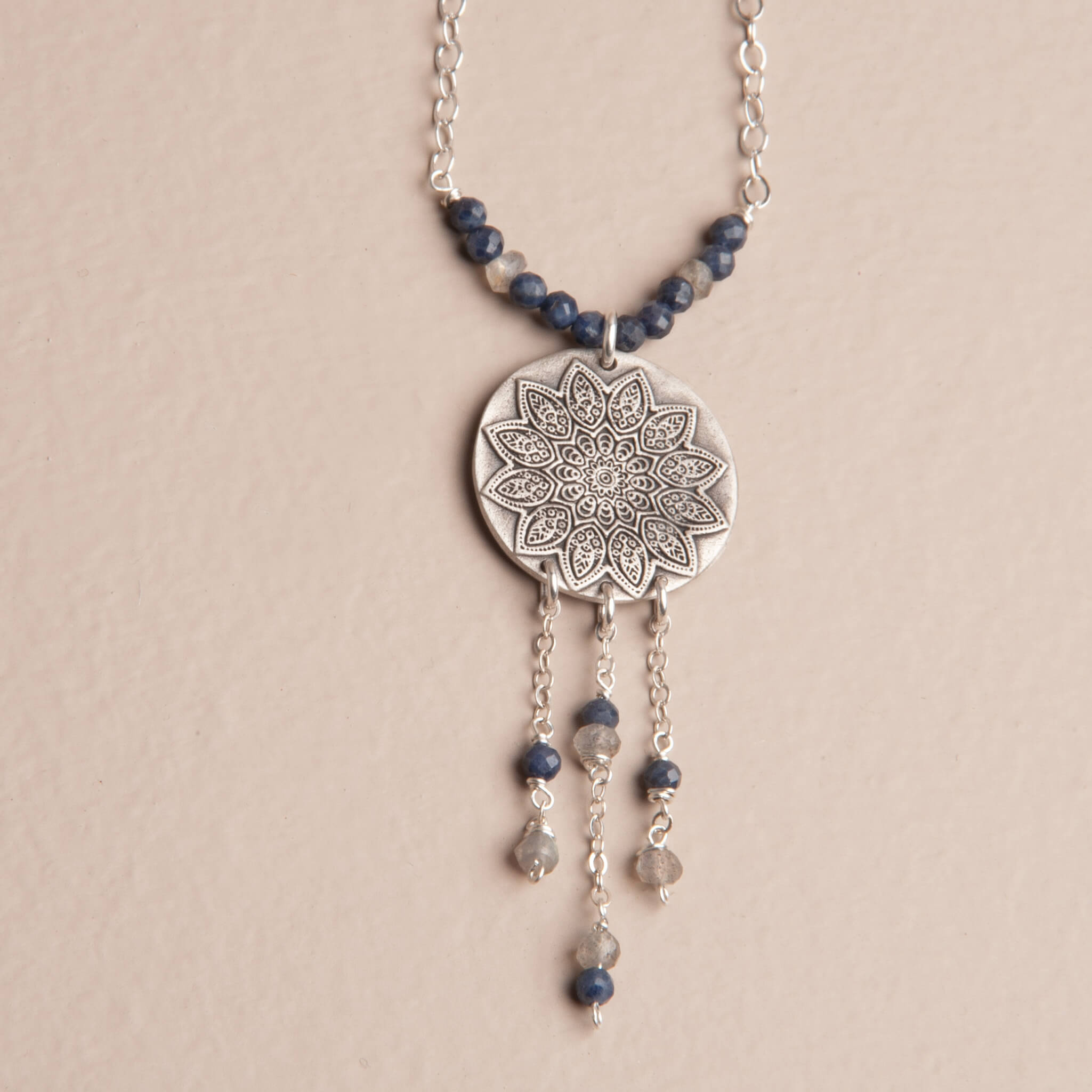 Clarity Dream – Sapphire & Labradorite Pendant Necklace