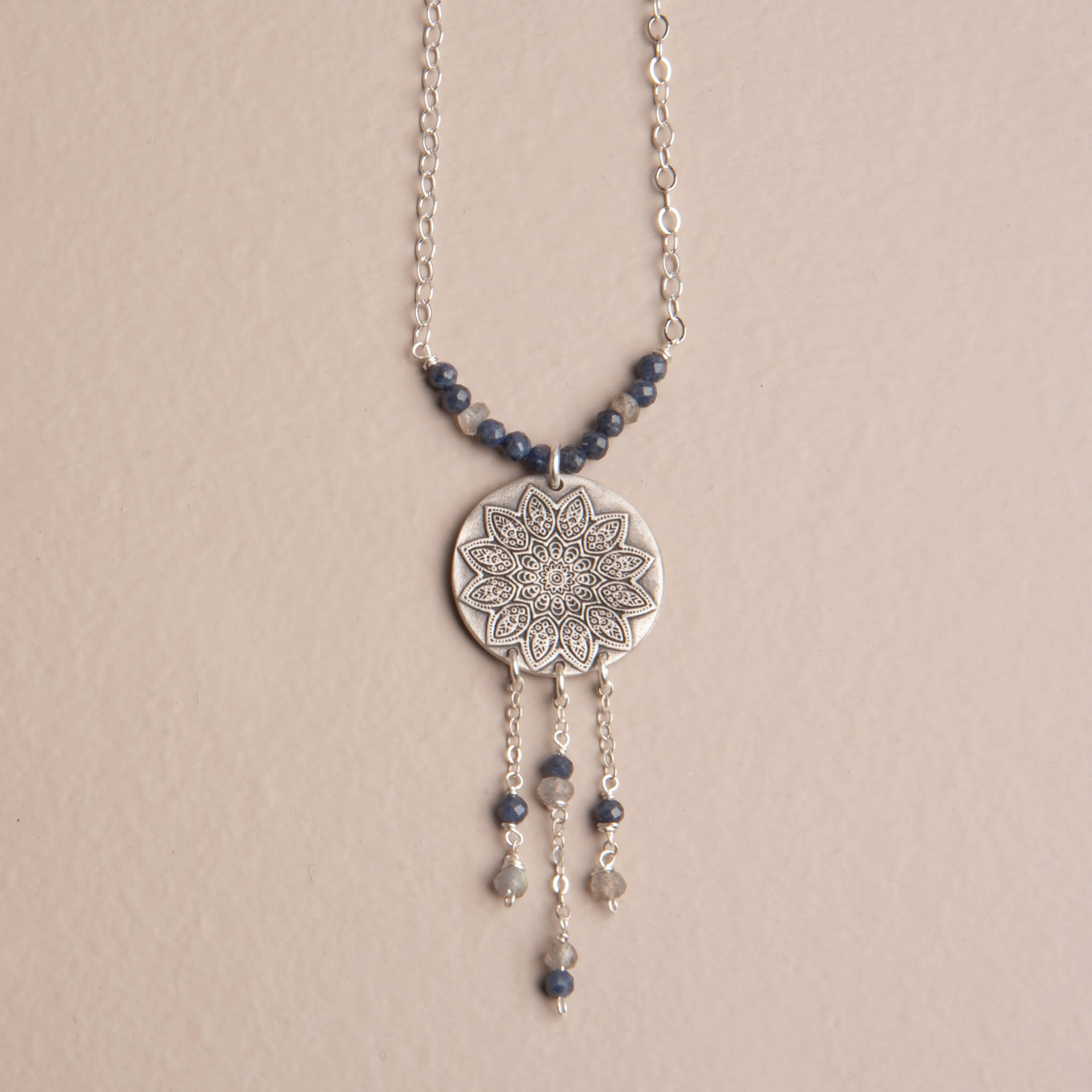 Clarity Dream – Sapphire & Labradorite Pendant Necklace