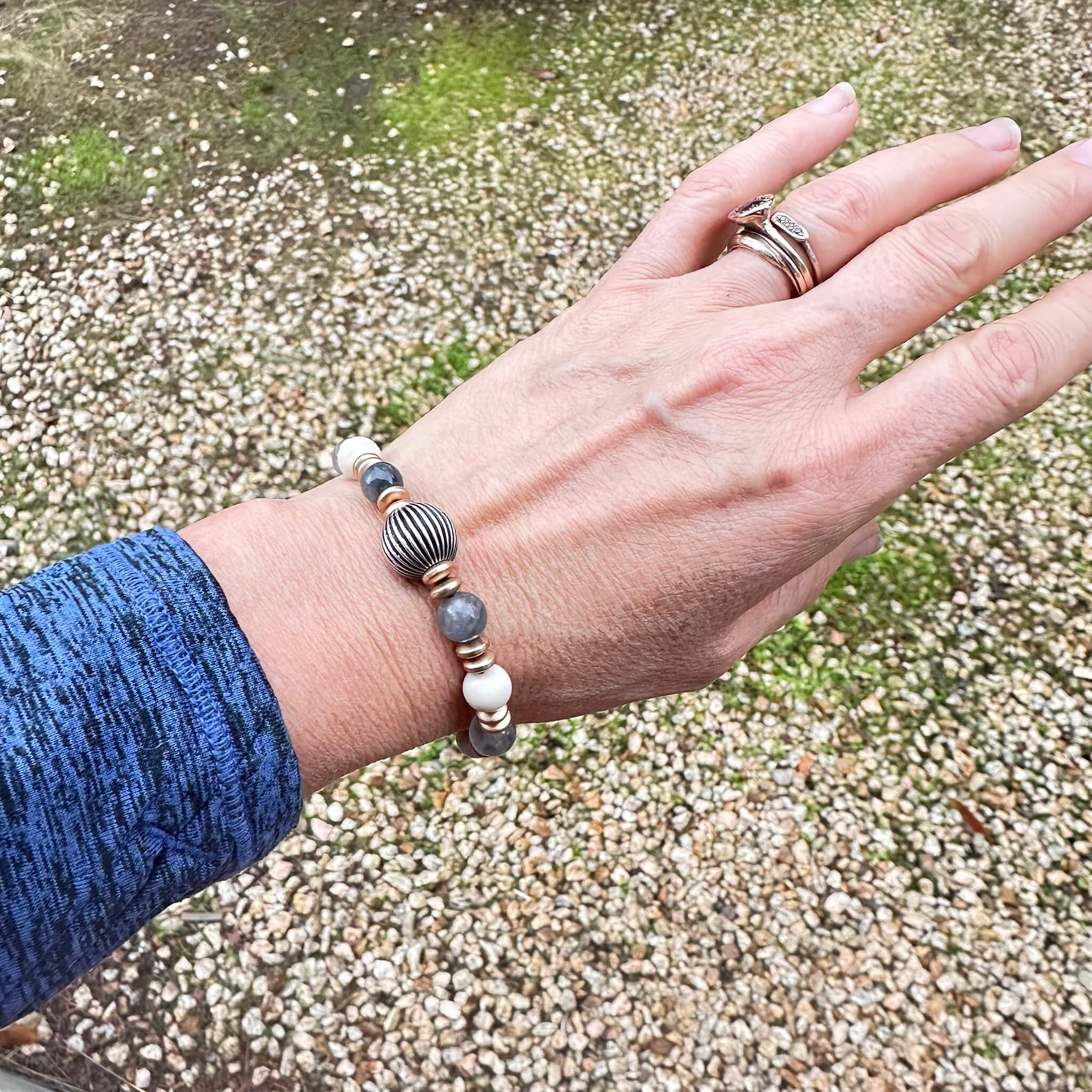 The Aura Bracelet: Adjustable Labradorite, Mountain Jasper, & Sterling Silver